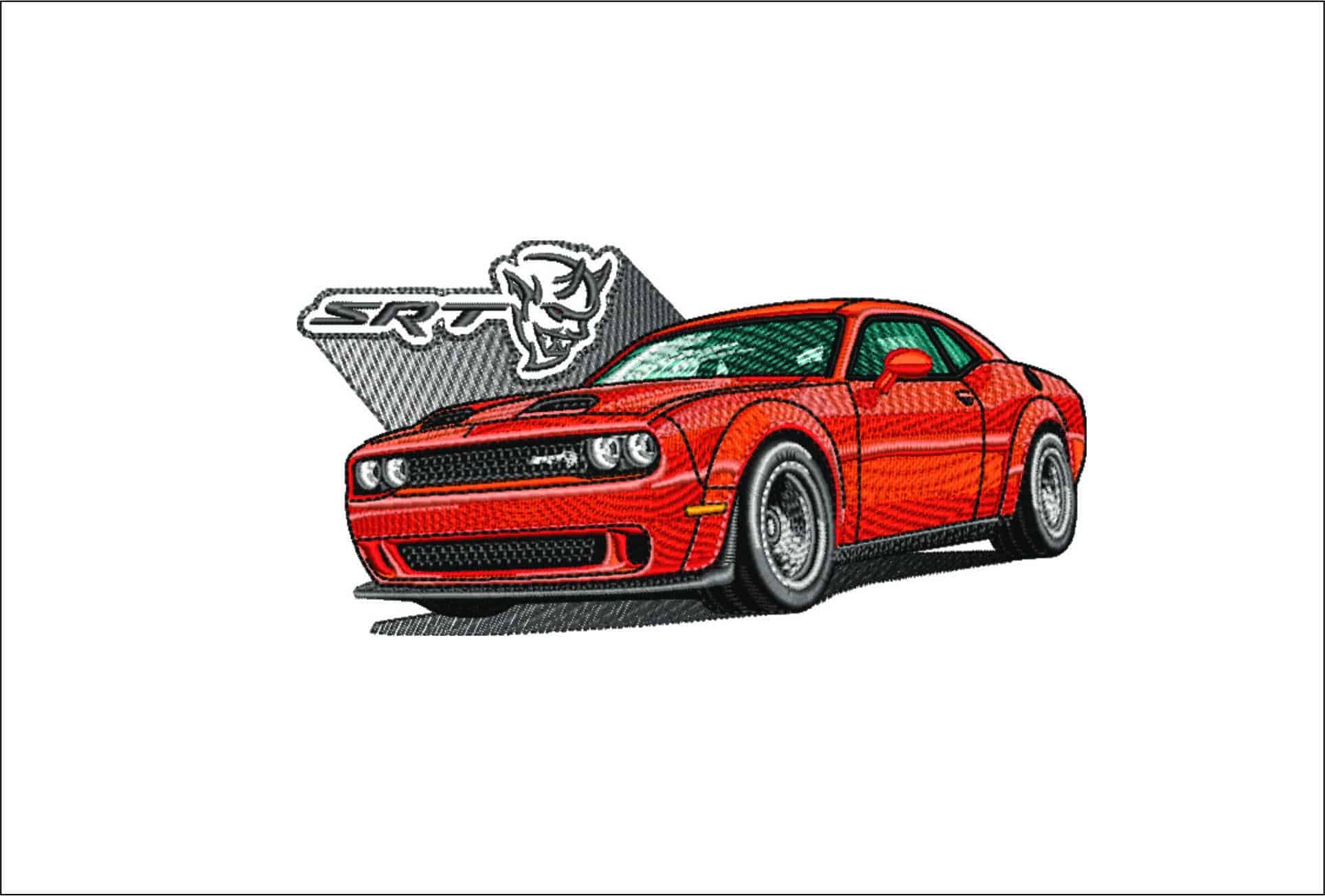 Dodge Challenger Demon SRT- Elegant embroidery design file - instant download