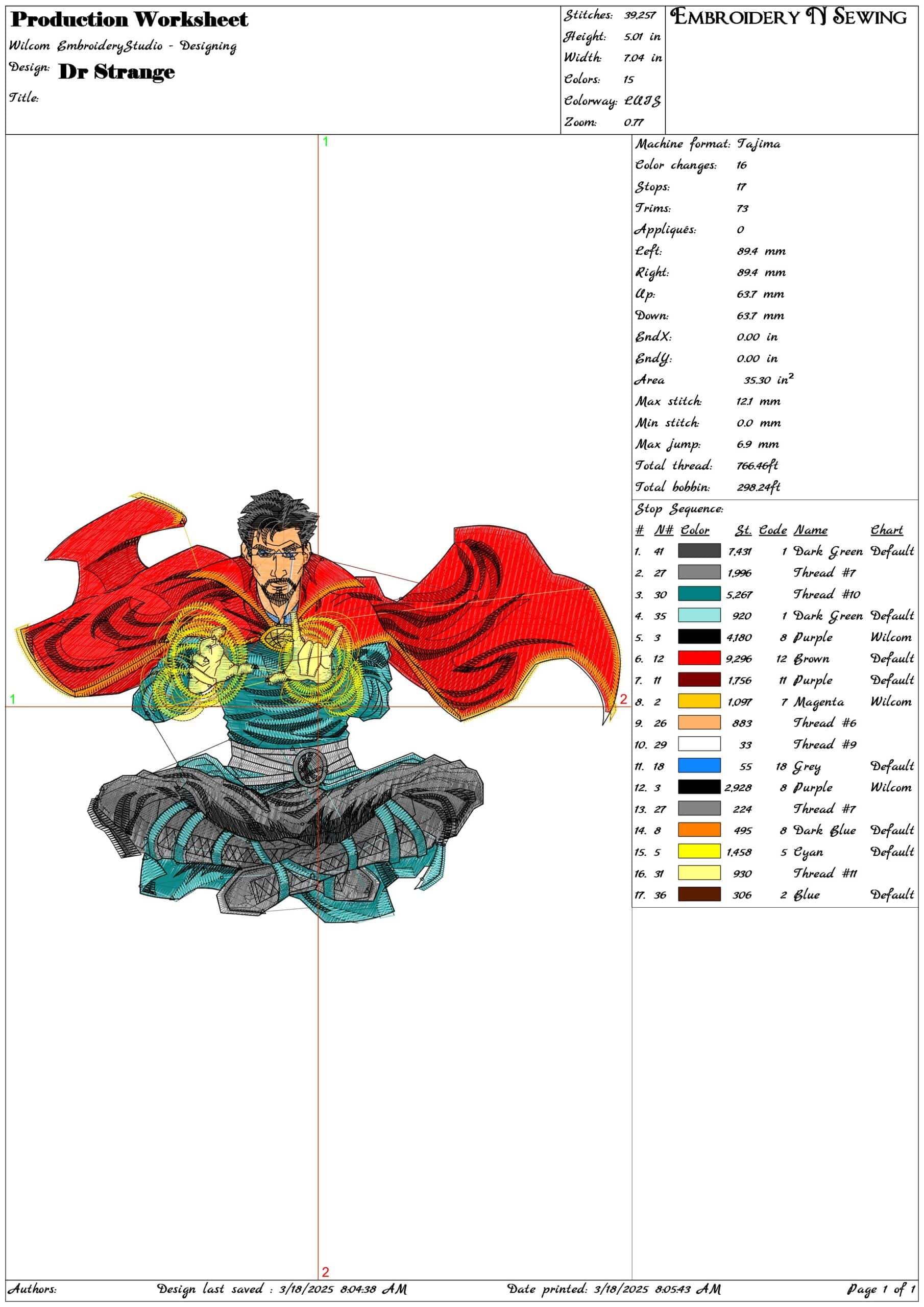 Dr Strange- Elegant embroidery design file - instant download — view 3