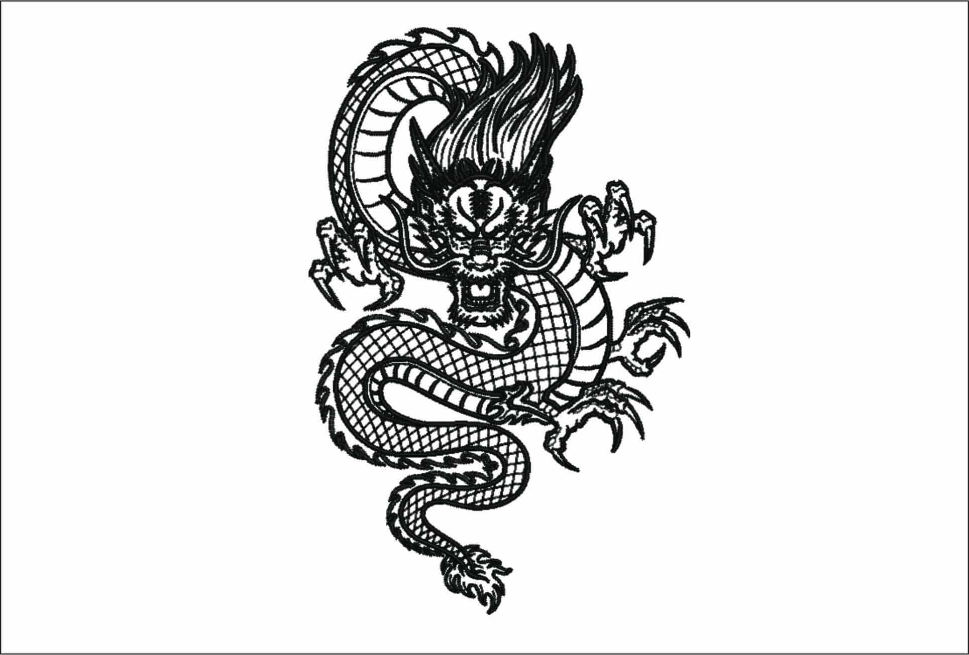 Dragon Outline- Elegant embroidery design file - instant download