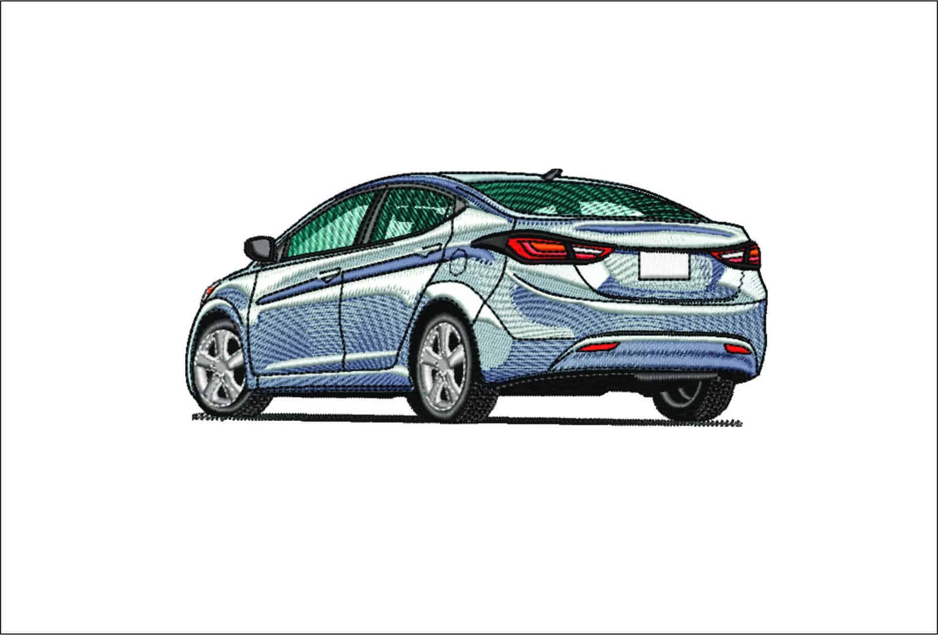 Elantra Rear- Elegant embroidery design file - instant download