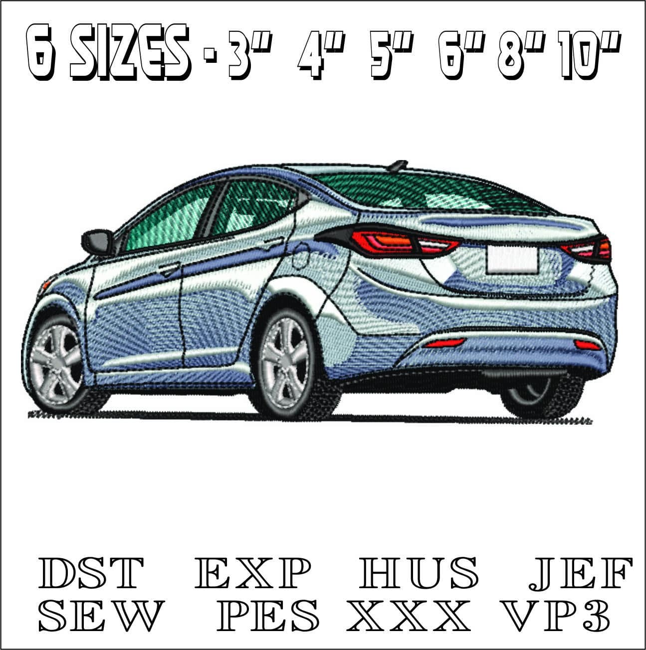 Elantra Rear- Elegant embroidery design file - instant download — view 2