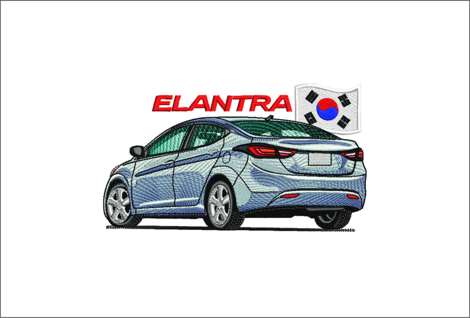 Elantra Rear Korea Flag- Elegant embroidery design file - instant download