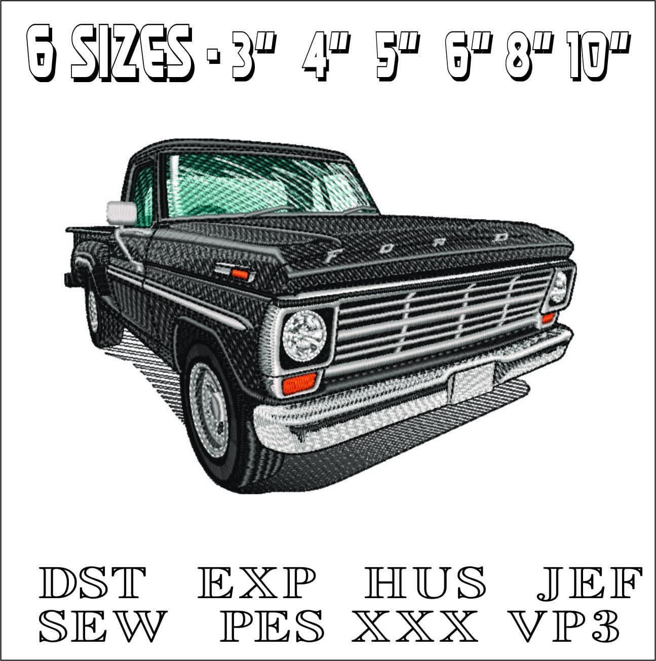Ford 1970 F100 Truck- Elegant embroidery design file - instant download — view 2