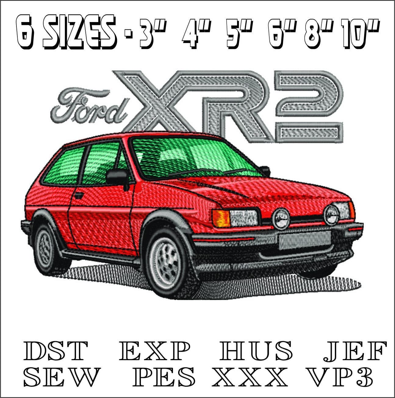 Ford Fiesta XR2- Elegant embroidery design file - instant download — view 2