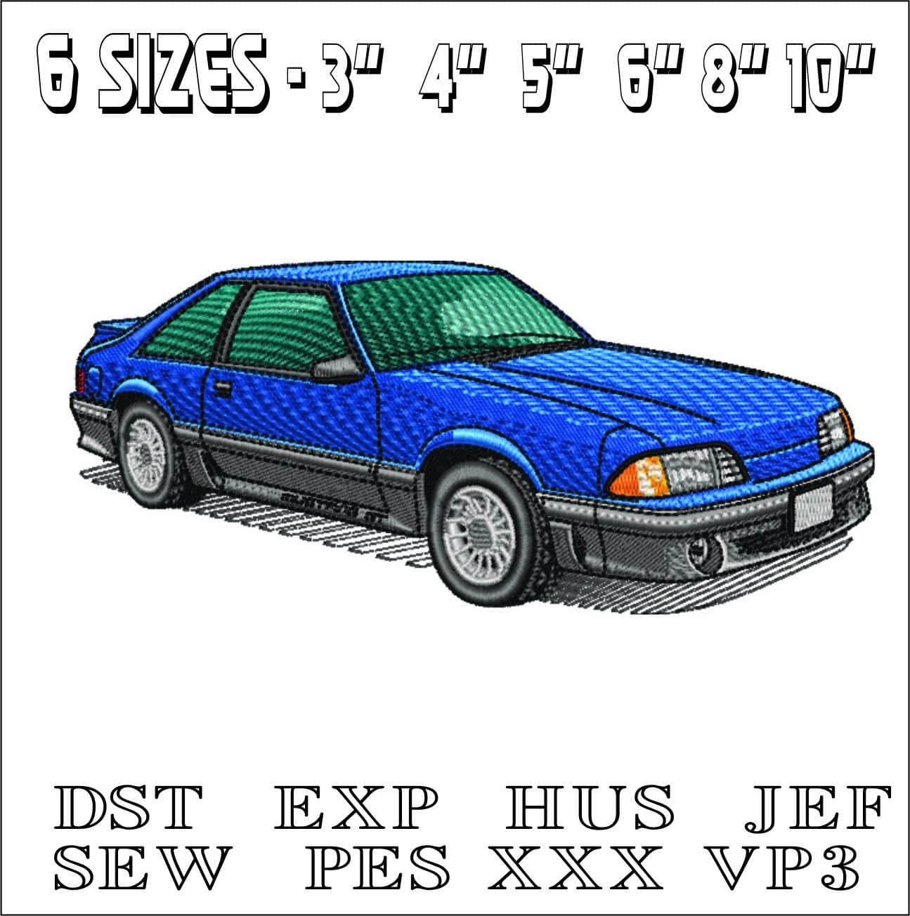 Ford Mustang GT- Elegant embroidery design file - instant download — view 2