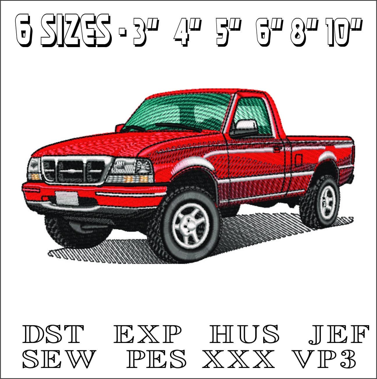 Ford Ranger Truck- Elegant embroidery design file - instant download — view 2