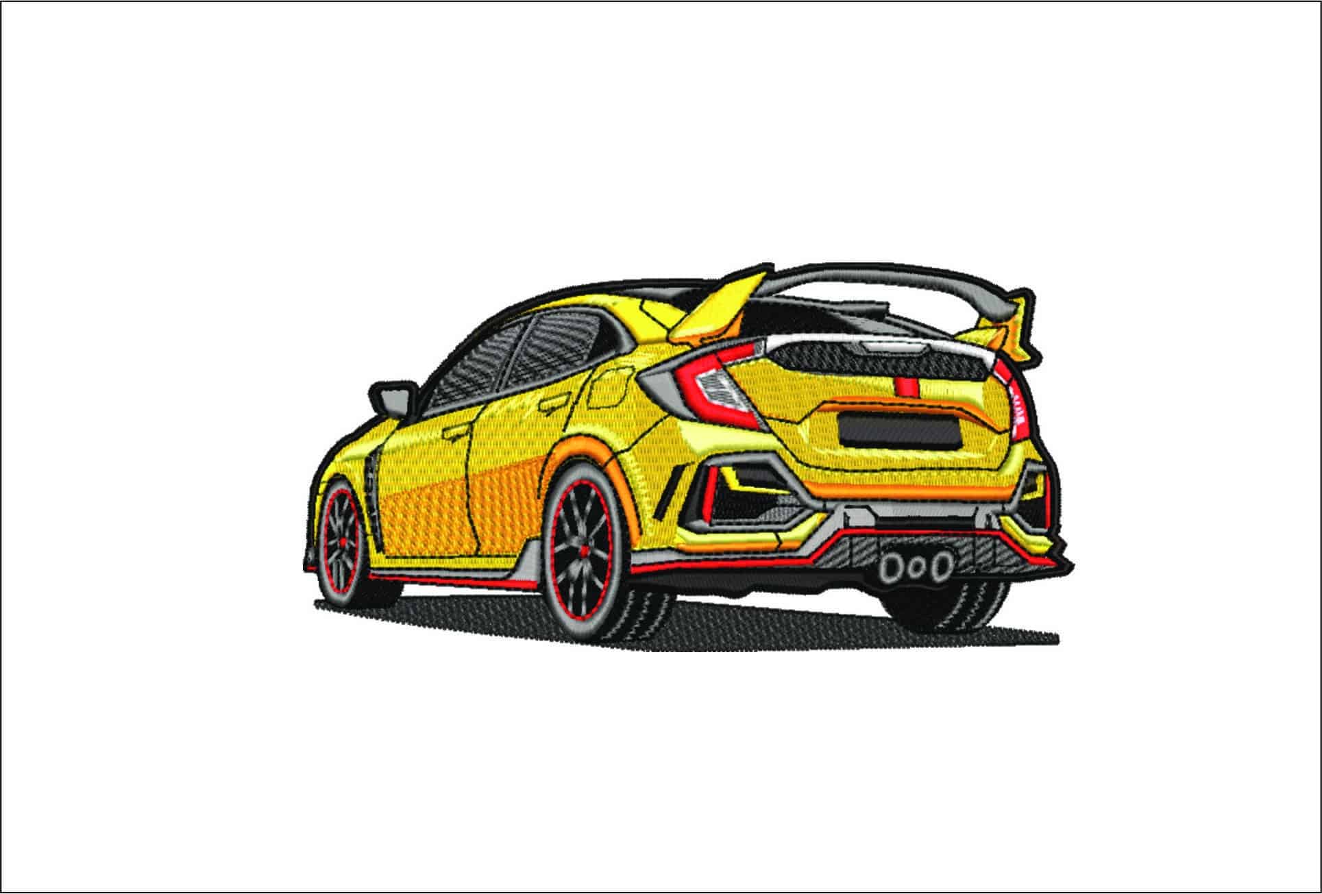 Honda Civic Type R Rear- Elegant embroidery design file - instant download