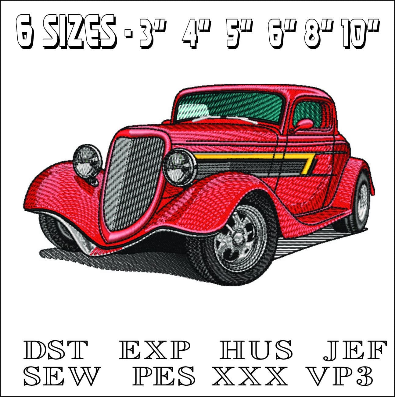 Hotrod 1933 ZZ top- Elegant embroidery design file - instant download — view 2