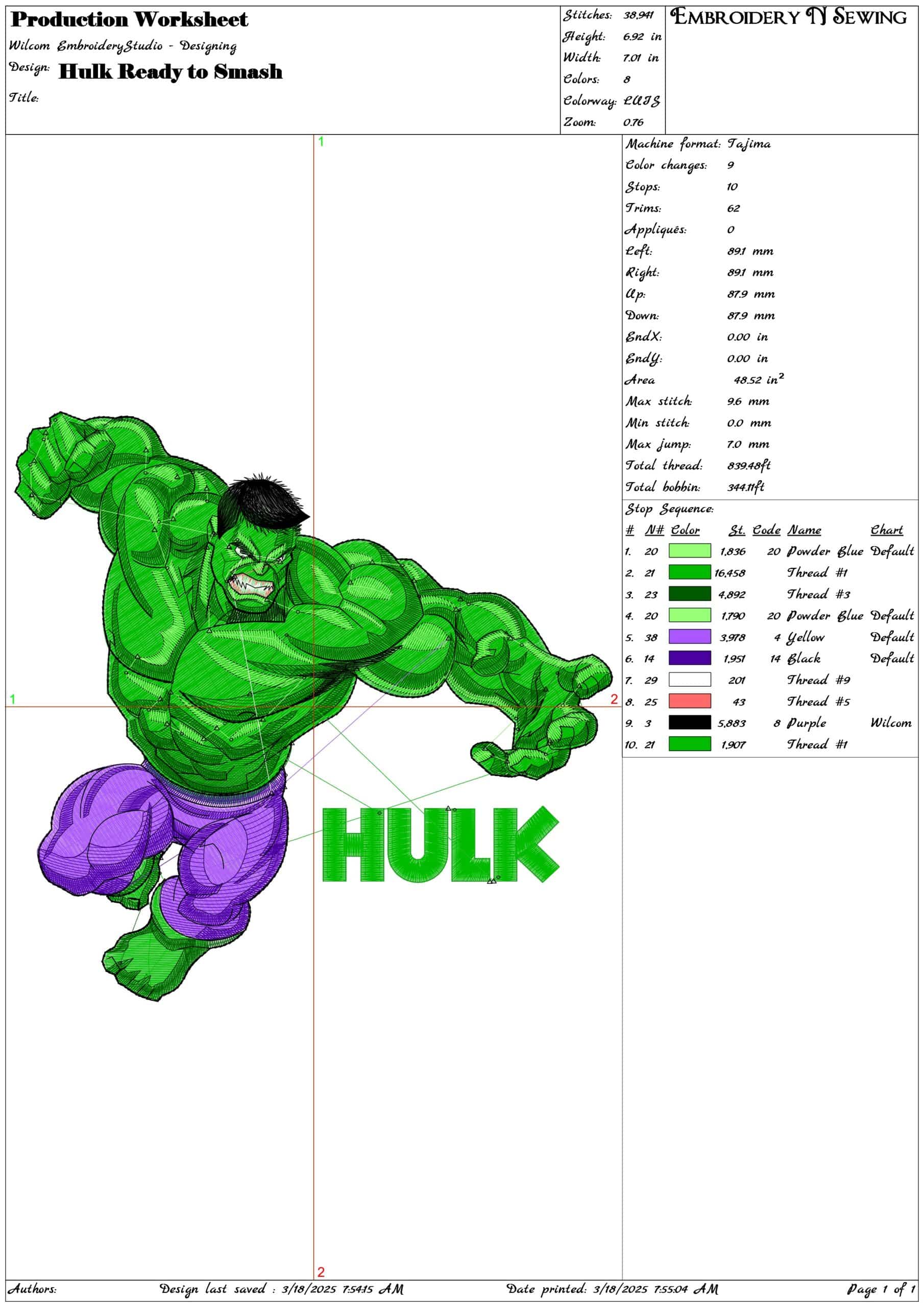 Hulk Ready to Smash- Elegant embroidery design file - instant download — view 3