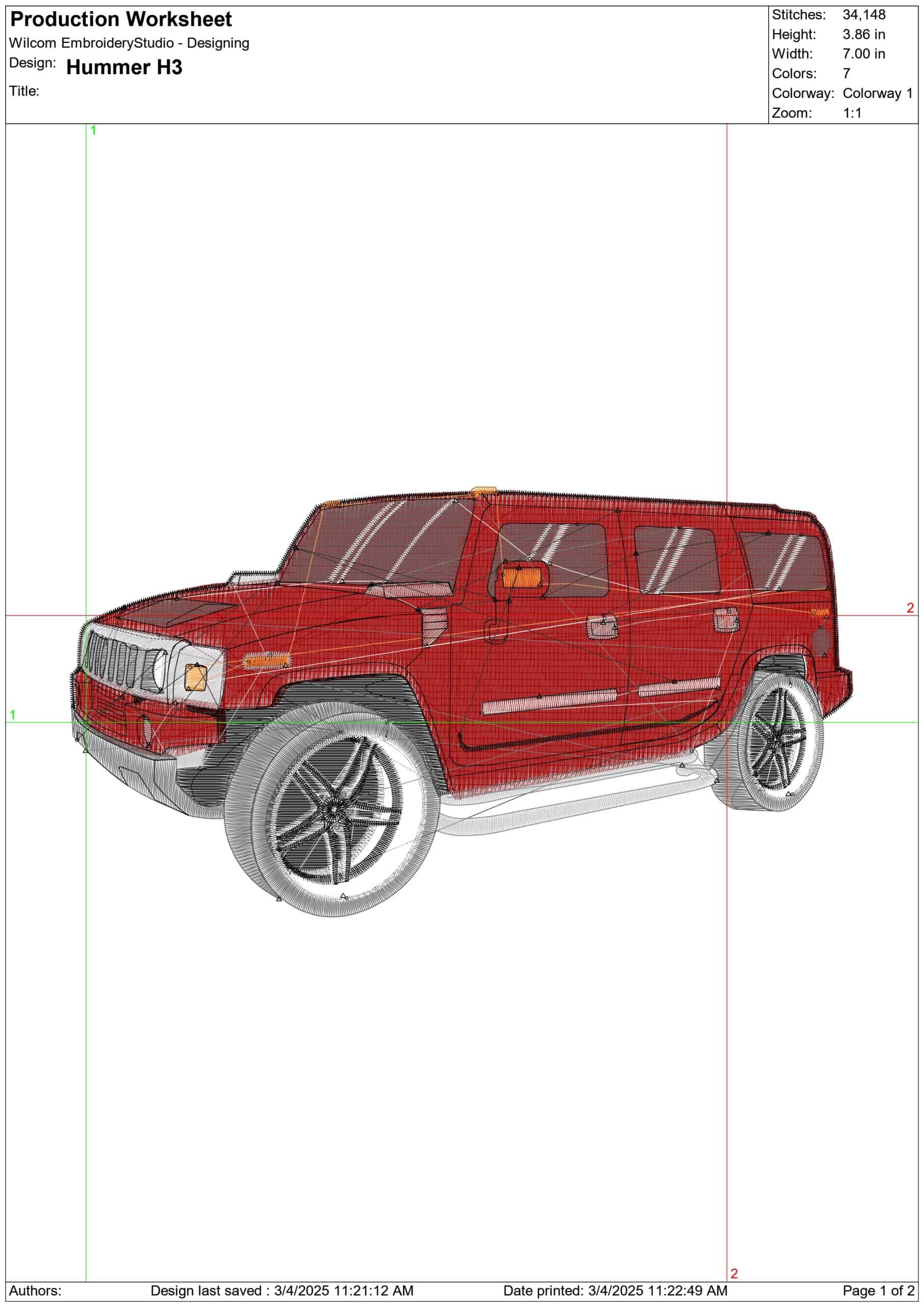 Hummer H3- Elegant embroidery design file - instant download — view 3
