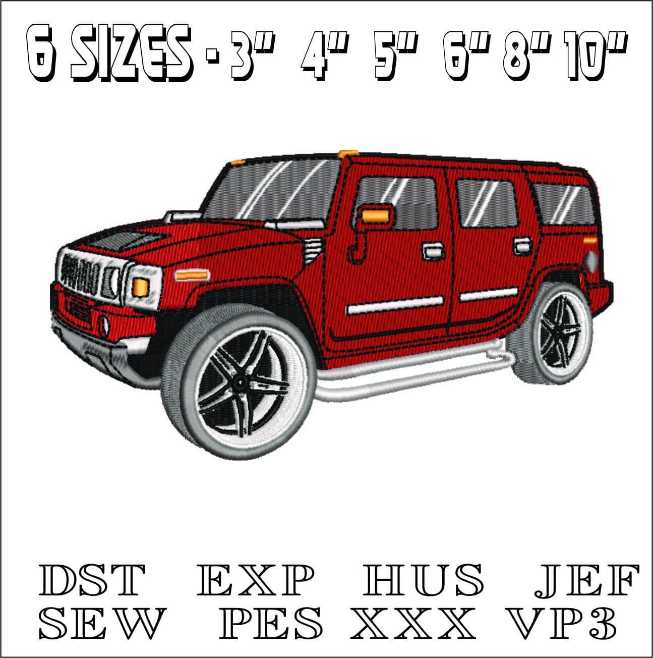 Hummer H3- Elegant embroidery design file - instant download — view 2