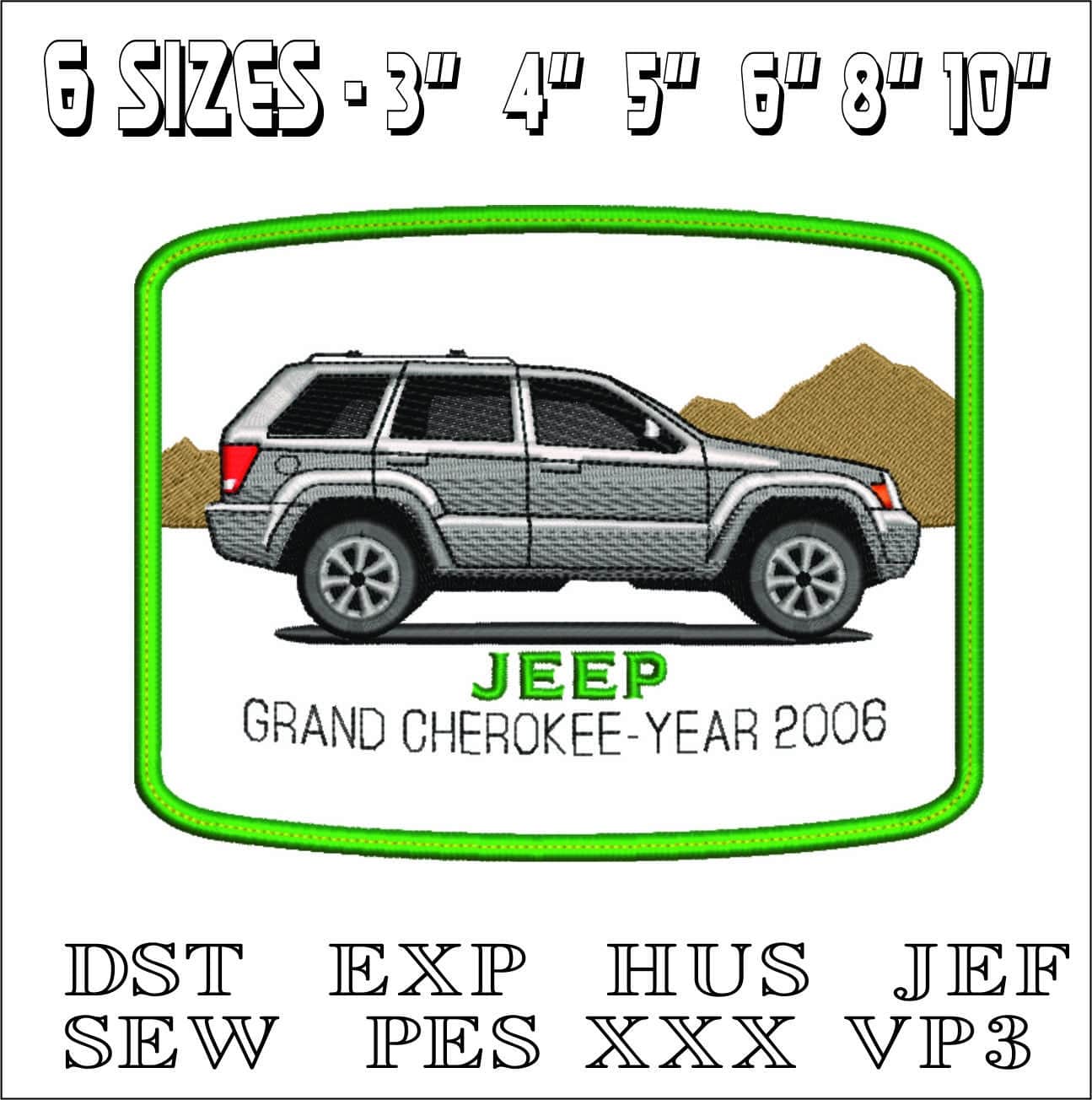 Jeep Cherokee frame- Elegant embroidery design file - instant download — view 2