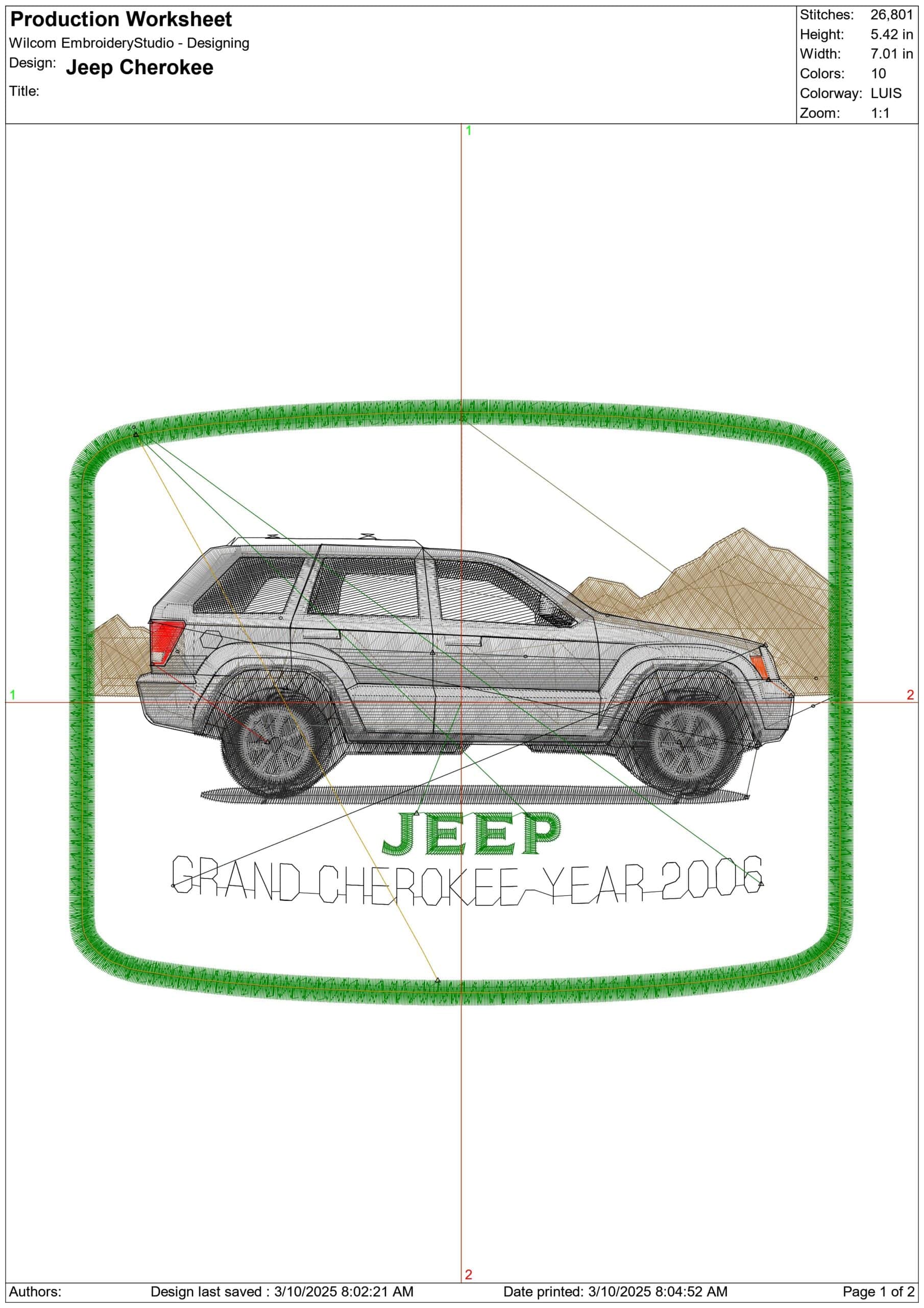 Jeep Cherokee frame- Elegant embroidery design file - instant download — view 3