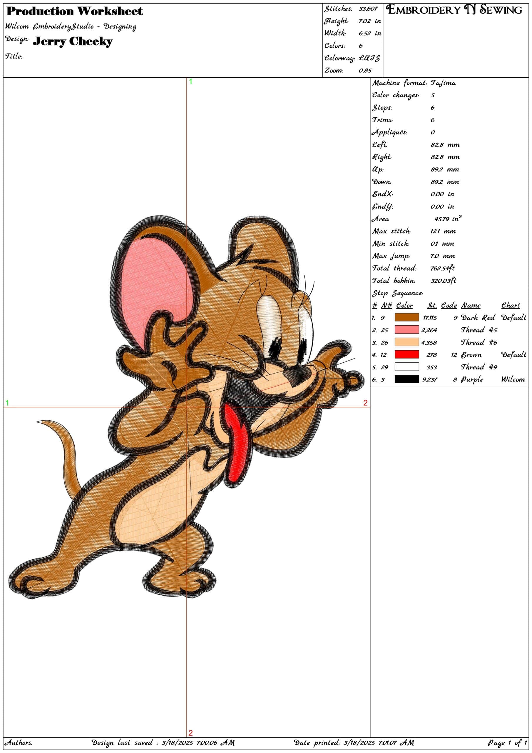 Jerry Cheeky- Elegant embroidery design file - instant download — view 3