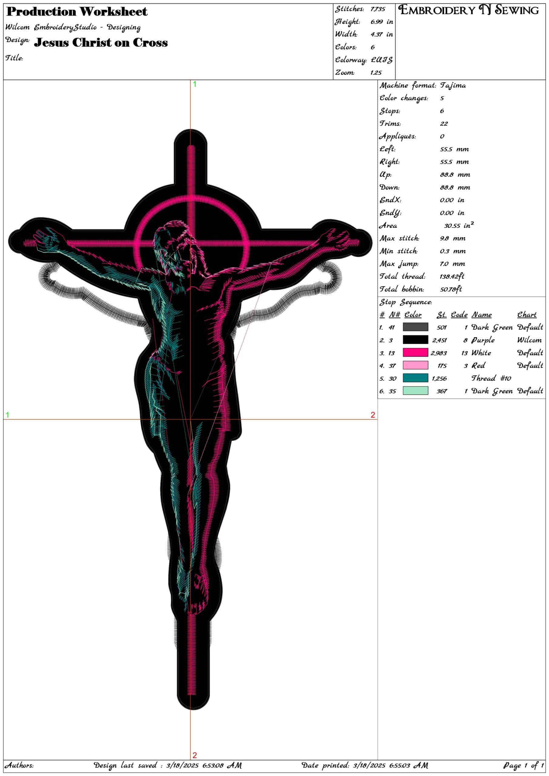 Jesus Christ on Cross- Elegant embroidery design file - instant download — view 3