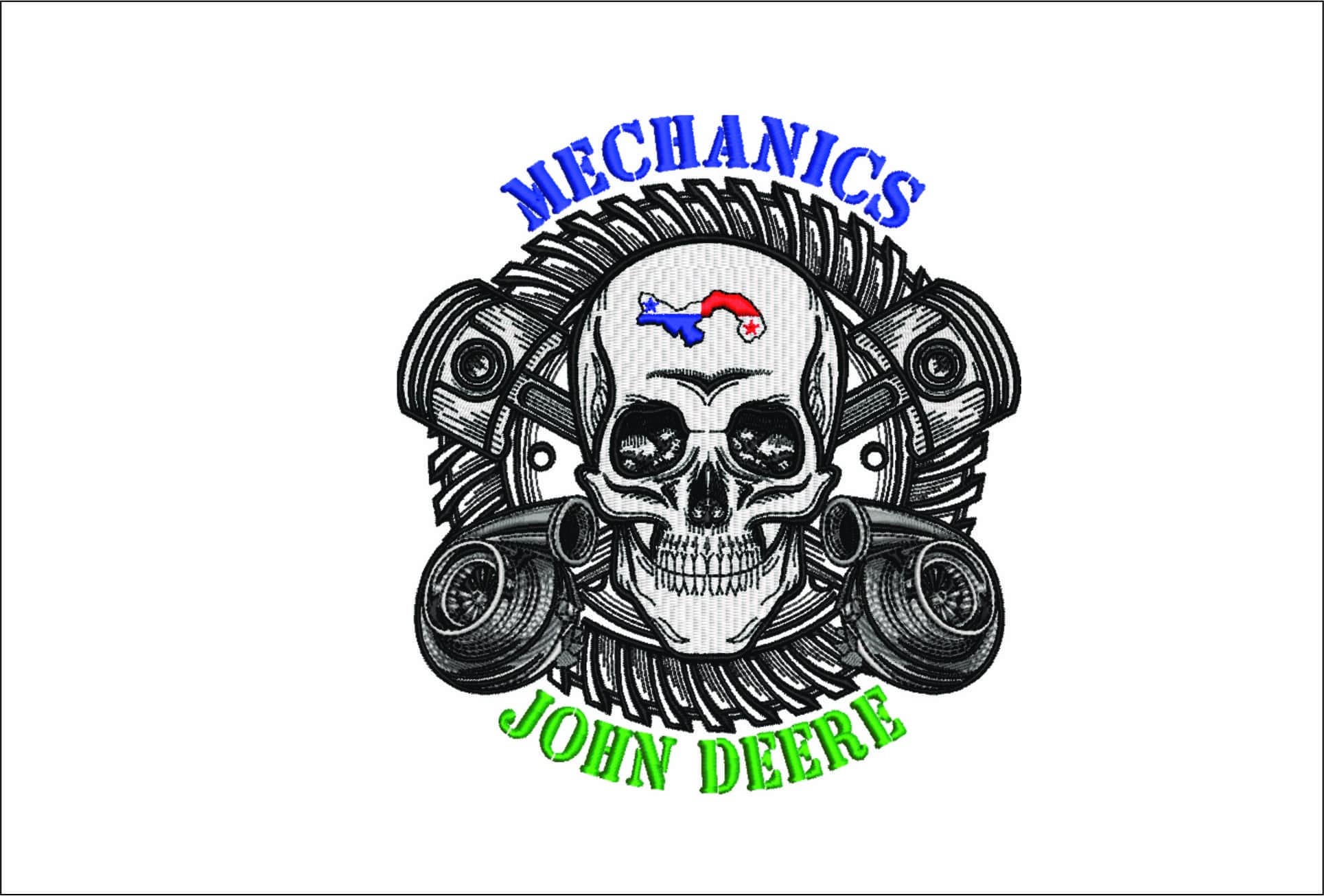 John Deere Mechanics- Elegant embroidery design file - instant download
