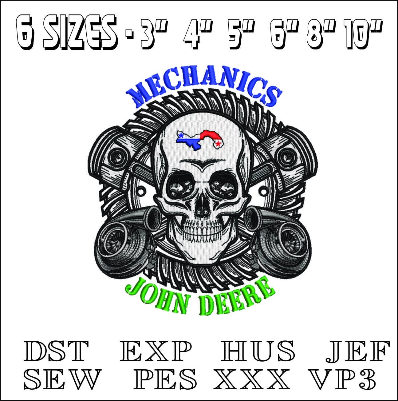 John Deere Mechanics- Elegant embroidery design file - instant download — view 2