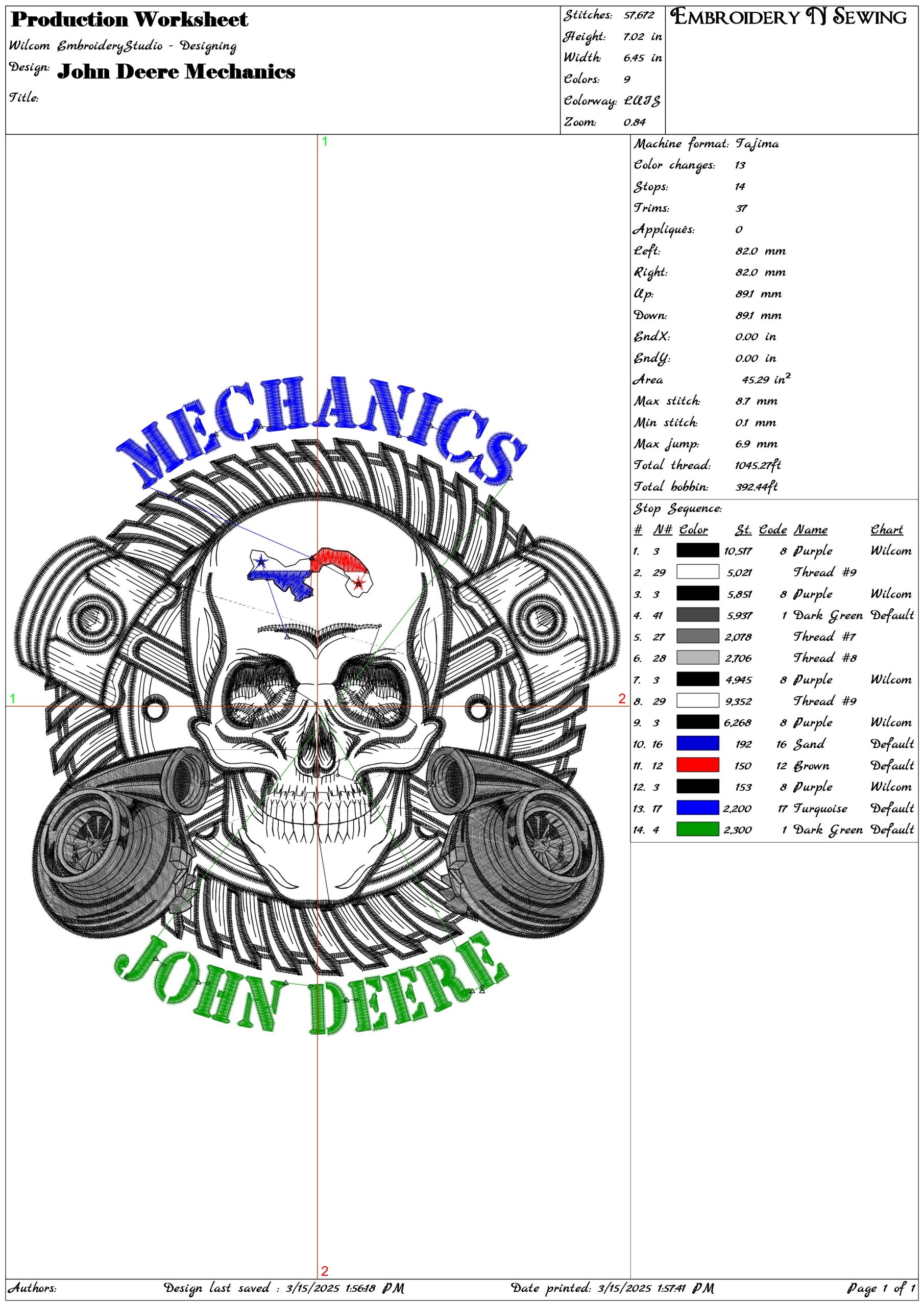 John Deere Mechanics- Elegant embroidery design file - instant download — view 3