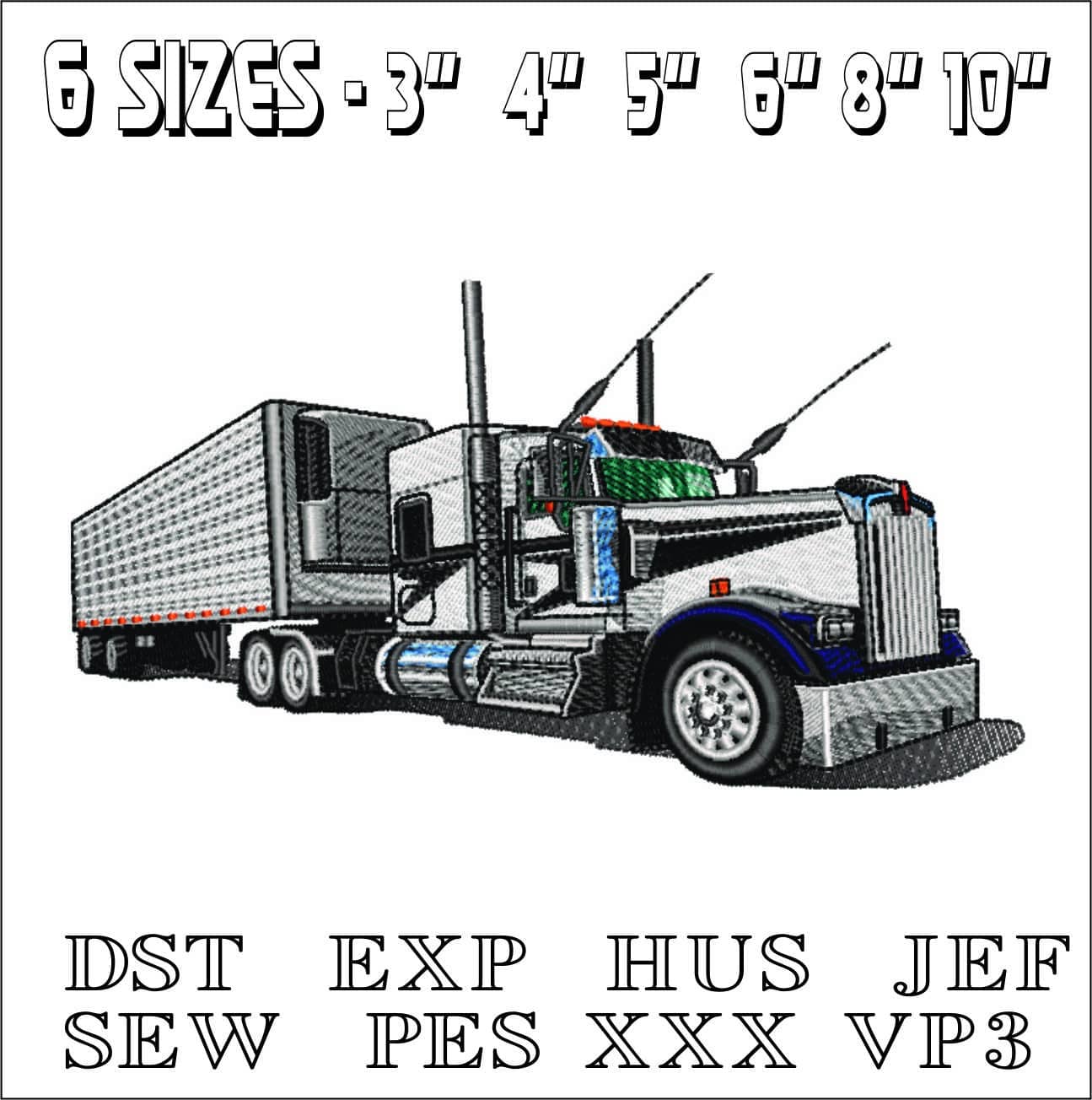Kenworth K900 Truck- Elegant embroidery design file - instant download — view 2