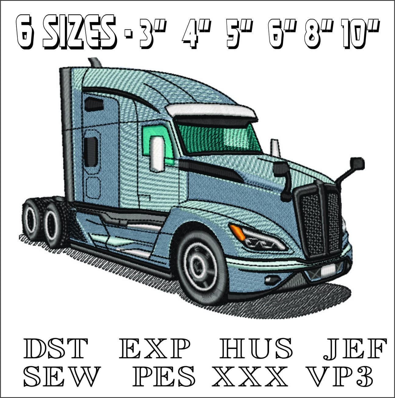 KenworthT3800 Truck Cab- Elegant embroidery design file - instant download — view 2