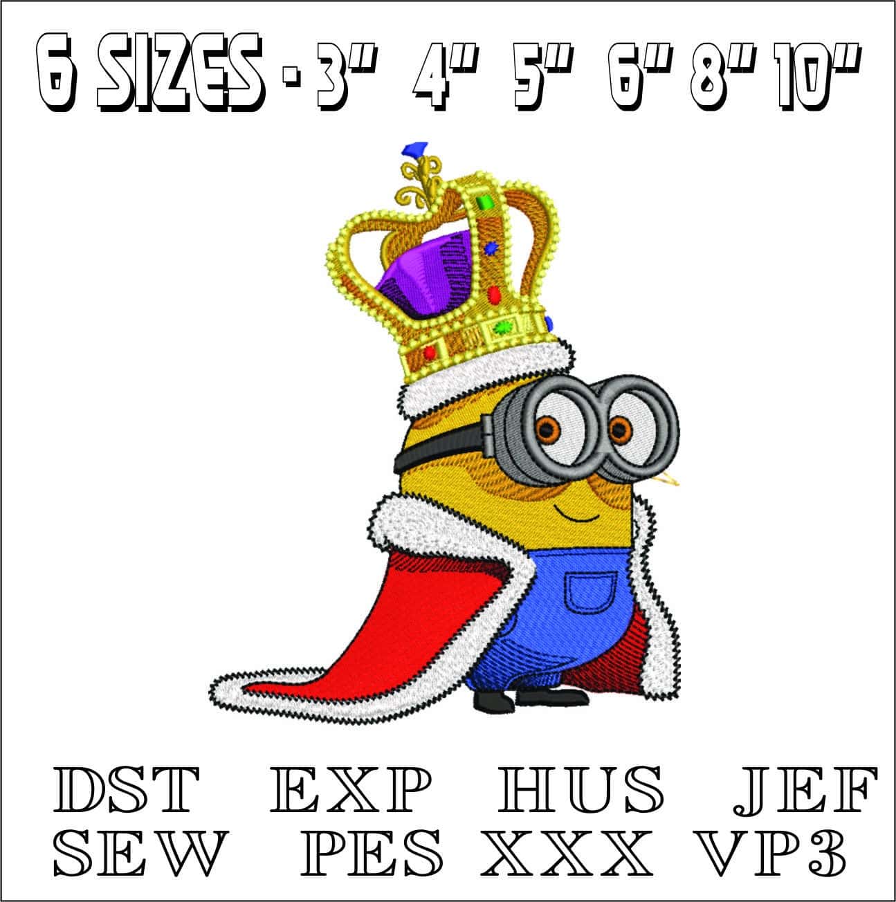 King Minion- Elegant embroidery design file - instant download — view 2