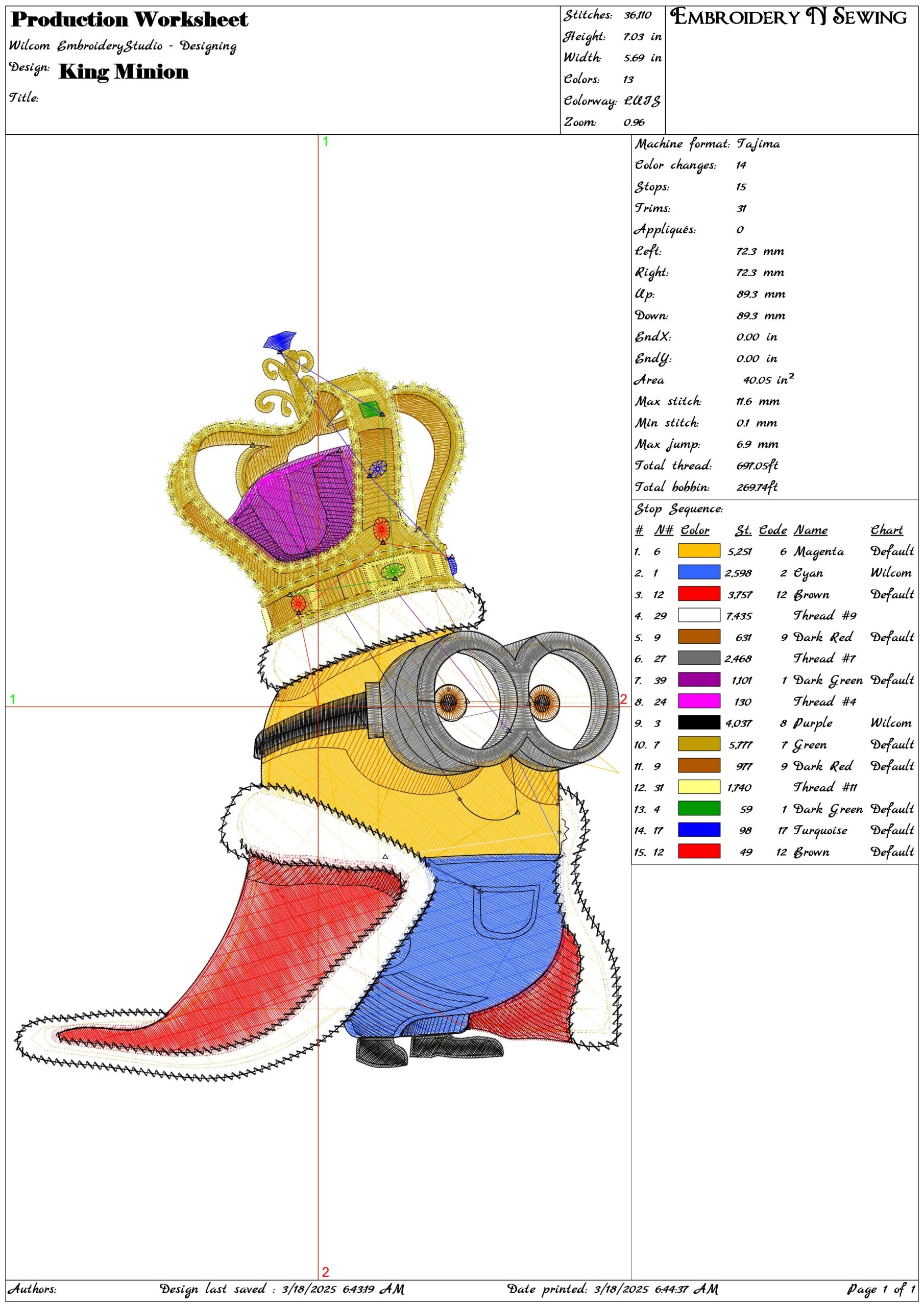 King Minion- Elegant embroidery design file - instant download — view 3