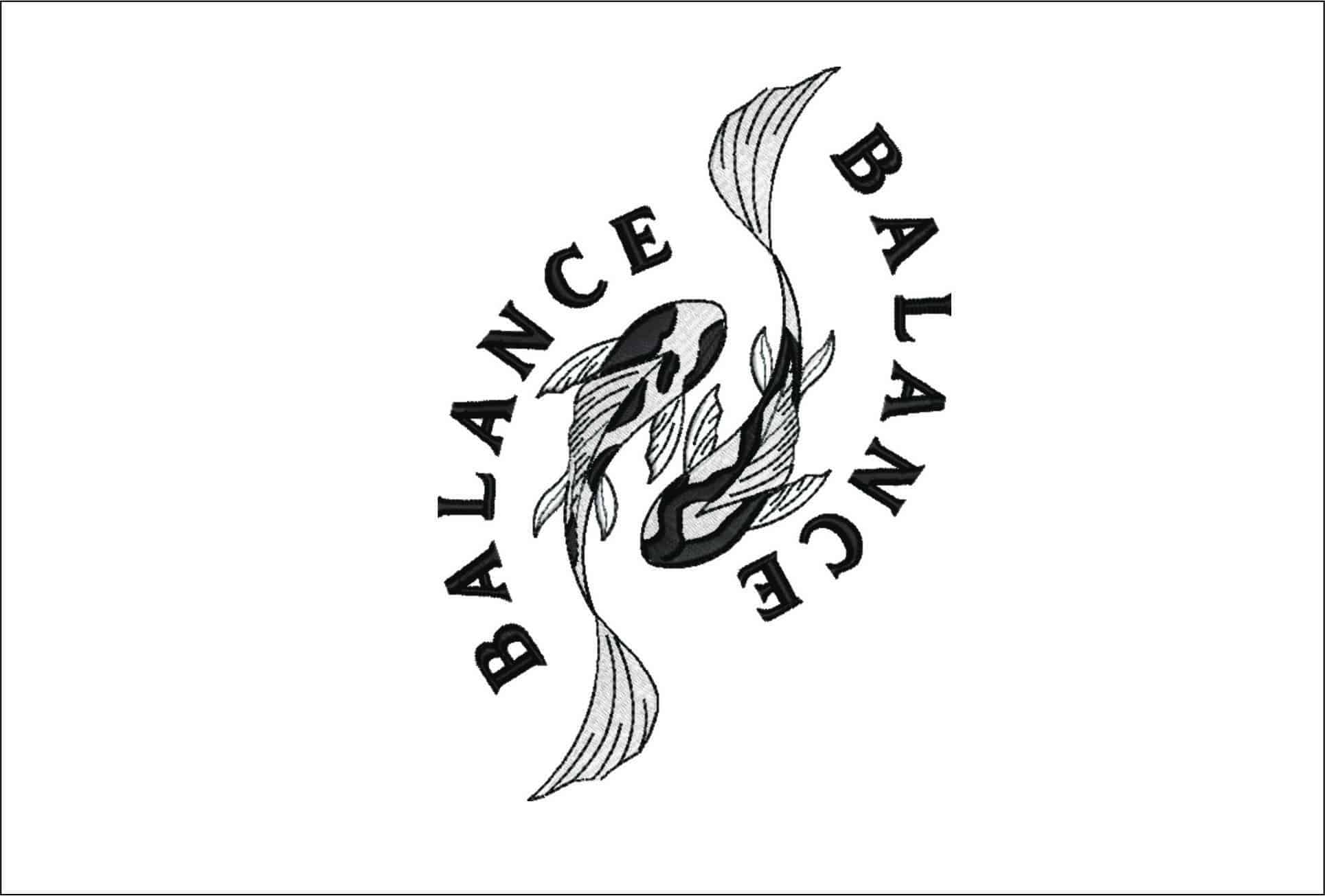 Koi Ying Yang Balance- Elegant embroidery design file - instant download