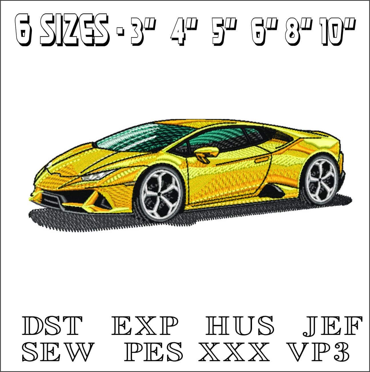 Lamborghini Huracan- Elegant embroidery design file - instant download — view 2