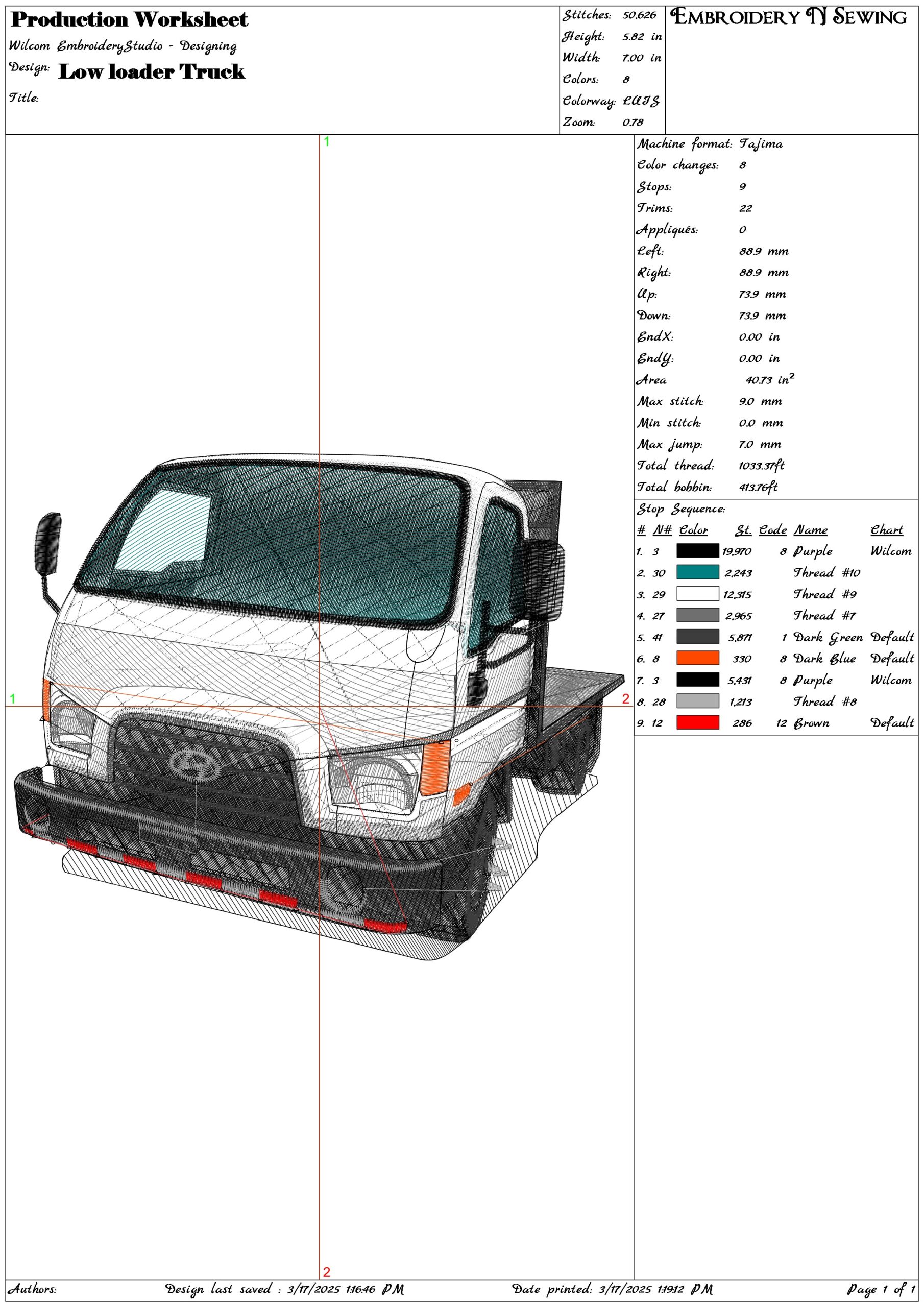 Low loader Truck- Elegant embroidery design file - instant download — view 3