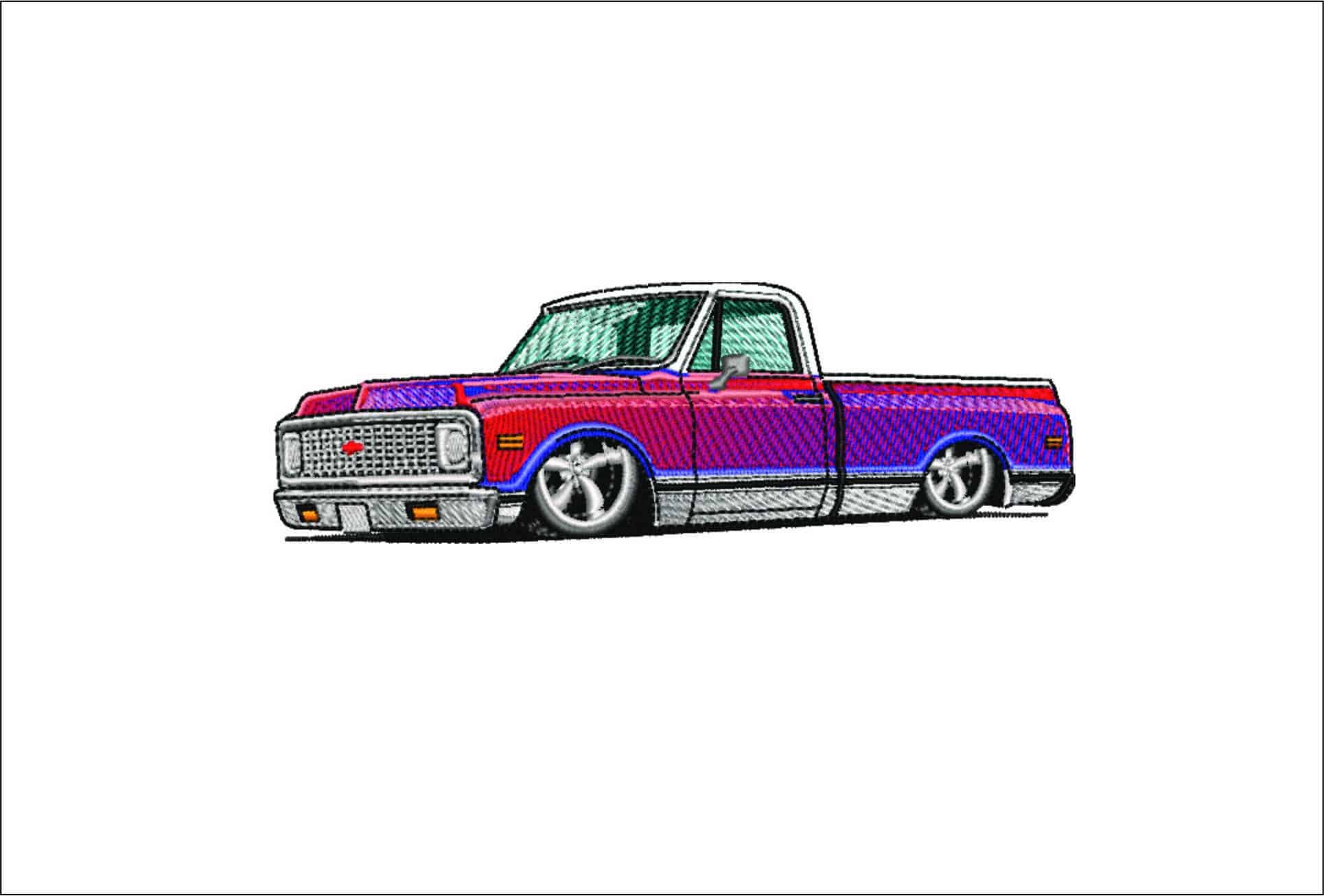 Lowered Chevy C10 Truck- Elegant embroidery design file - instant download