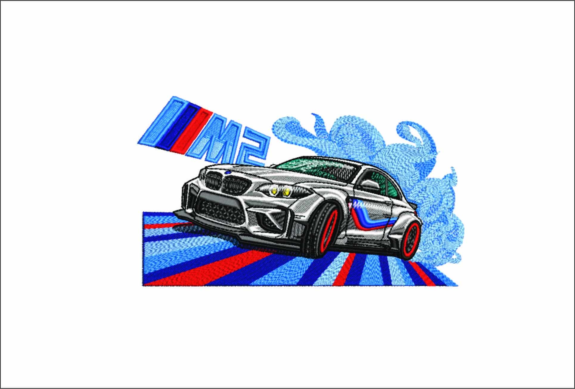 M2 BMW with M Swoosh- Elegant embroidery design file - instant download