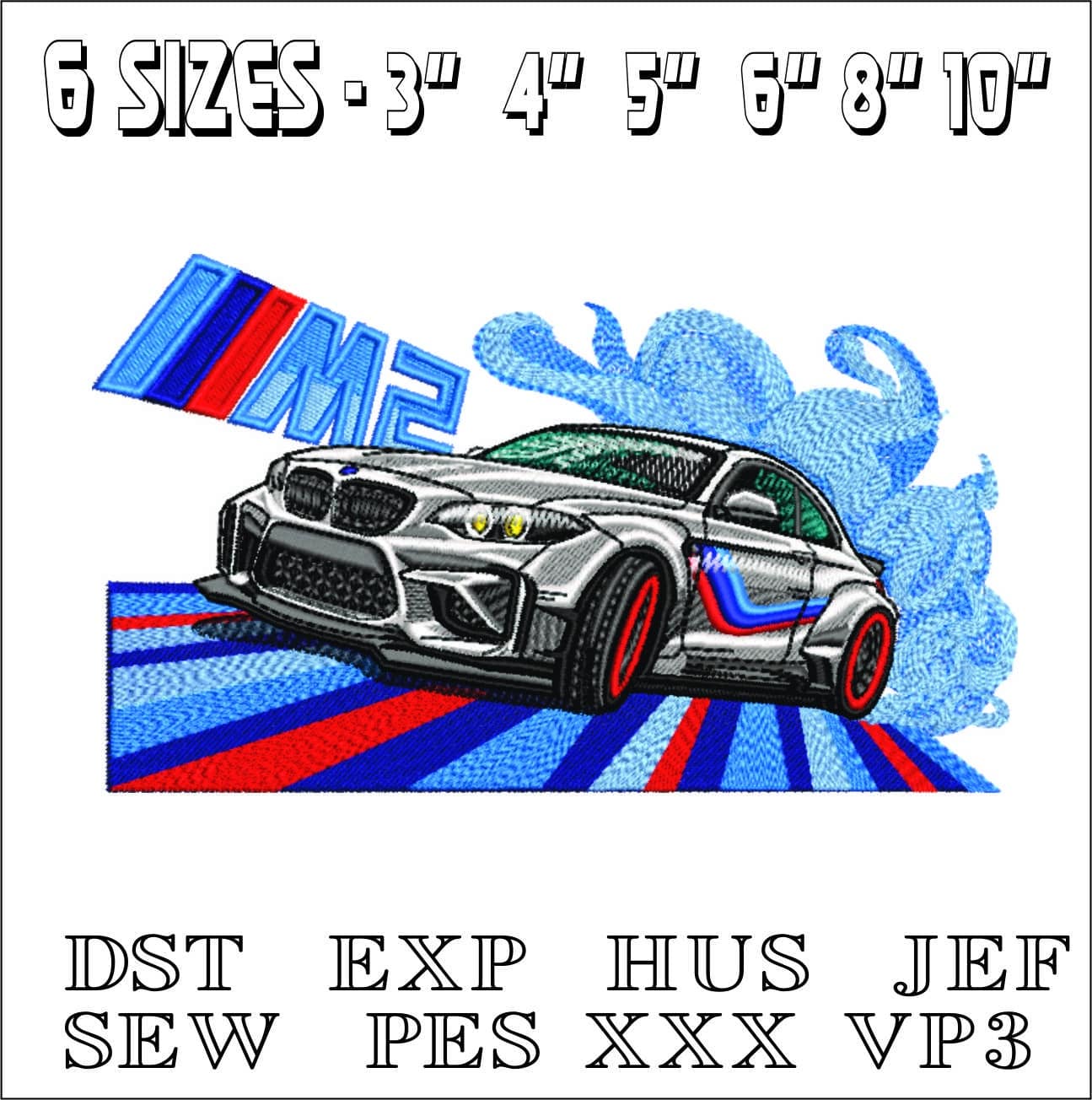 M2 BMW with M Swoosh- Elegant embroidery design file - instant download — view 2
