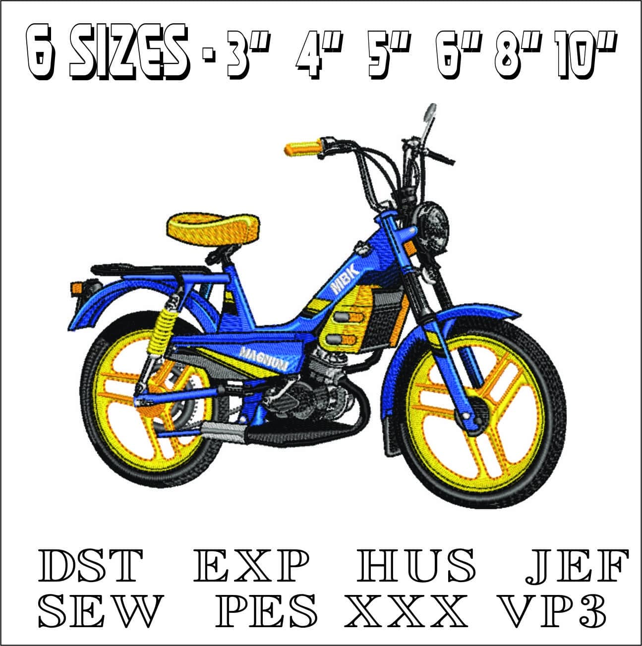 Magnum MBK 51 Scooter- Elegant embroidery design file - instant download — view 2