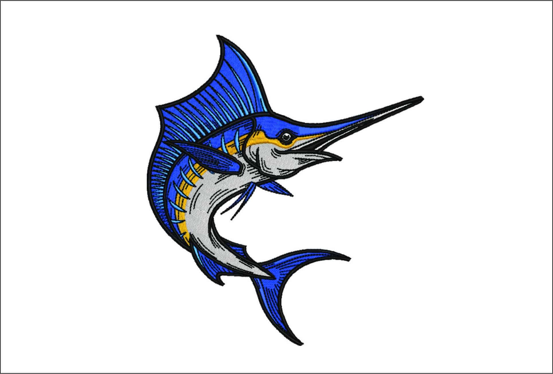 Marlin Jumping- Elegant embroidery design file - instant download