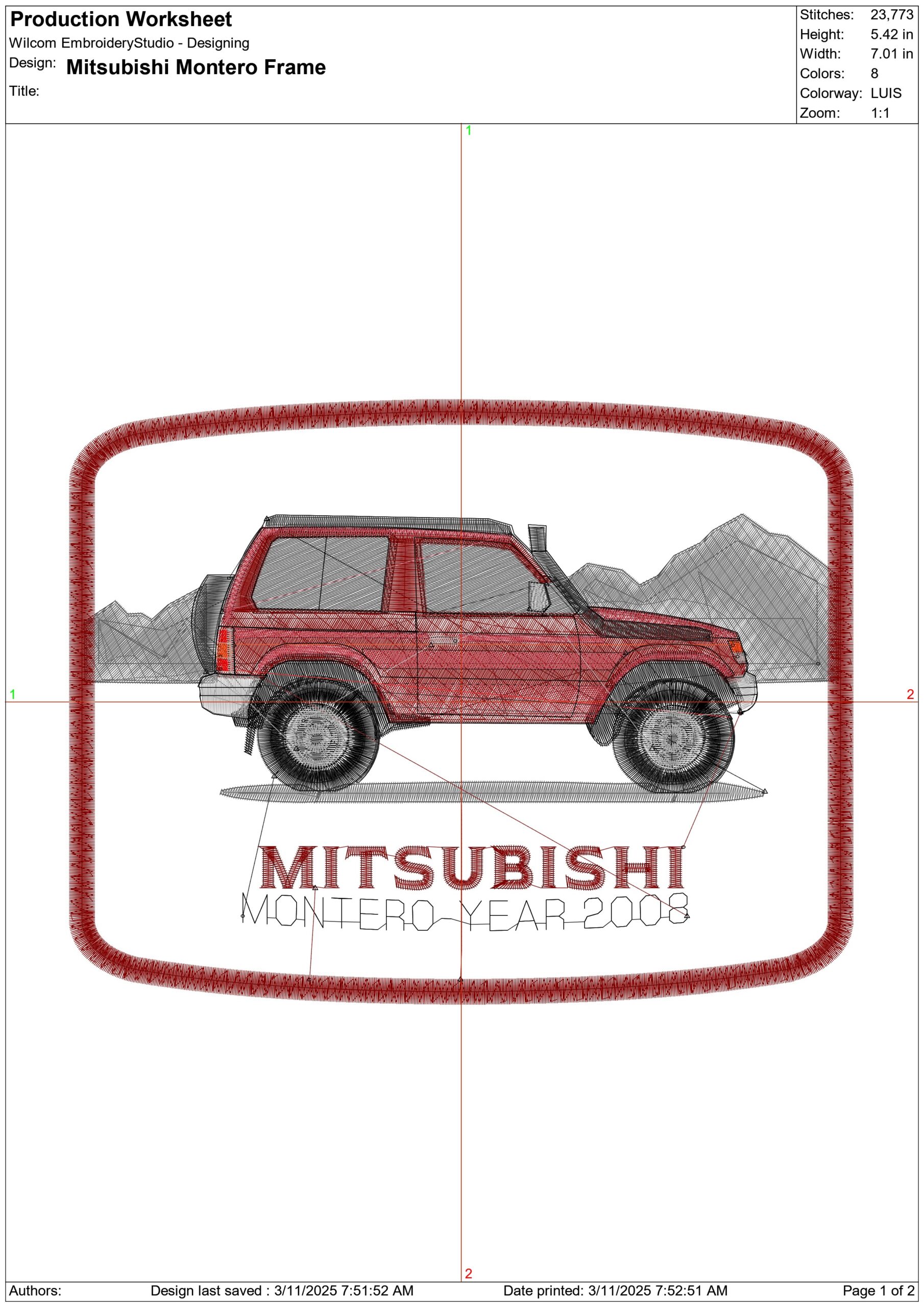 Mitsubishi Montero Frame- Elegant embroidery design file - instant download — view 3