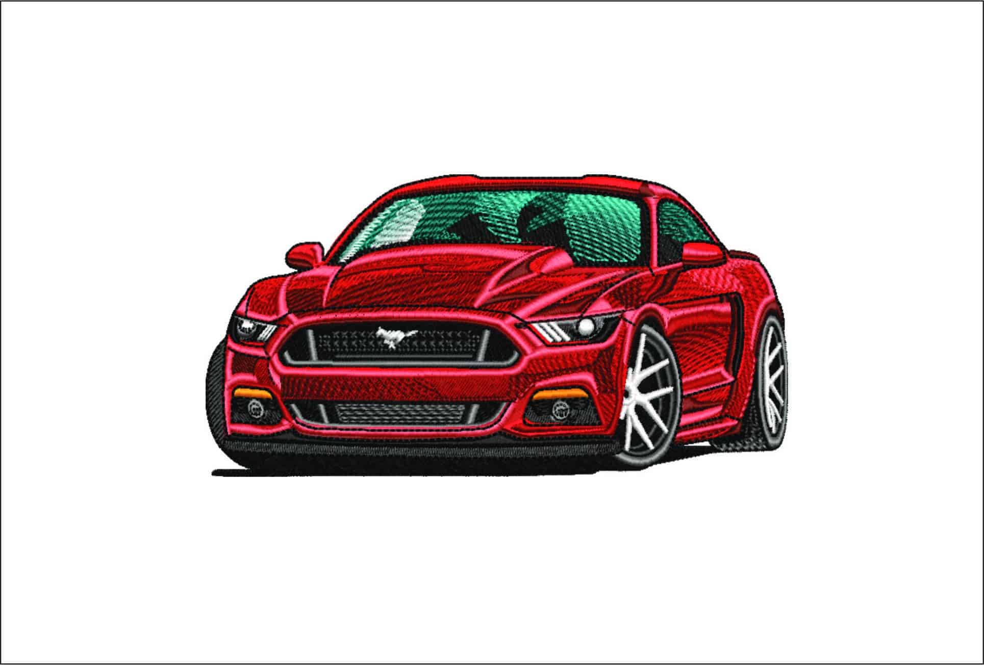 Mustang Front Red- Elegant embroidery design file - instant download