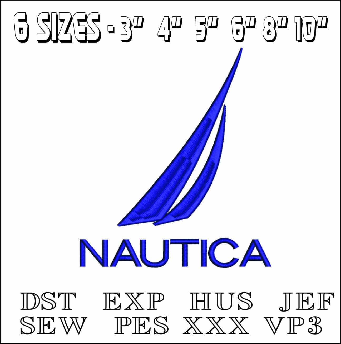 Nautica Sail- Elegant embroidery design file - instant download — view 2