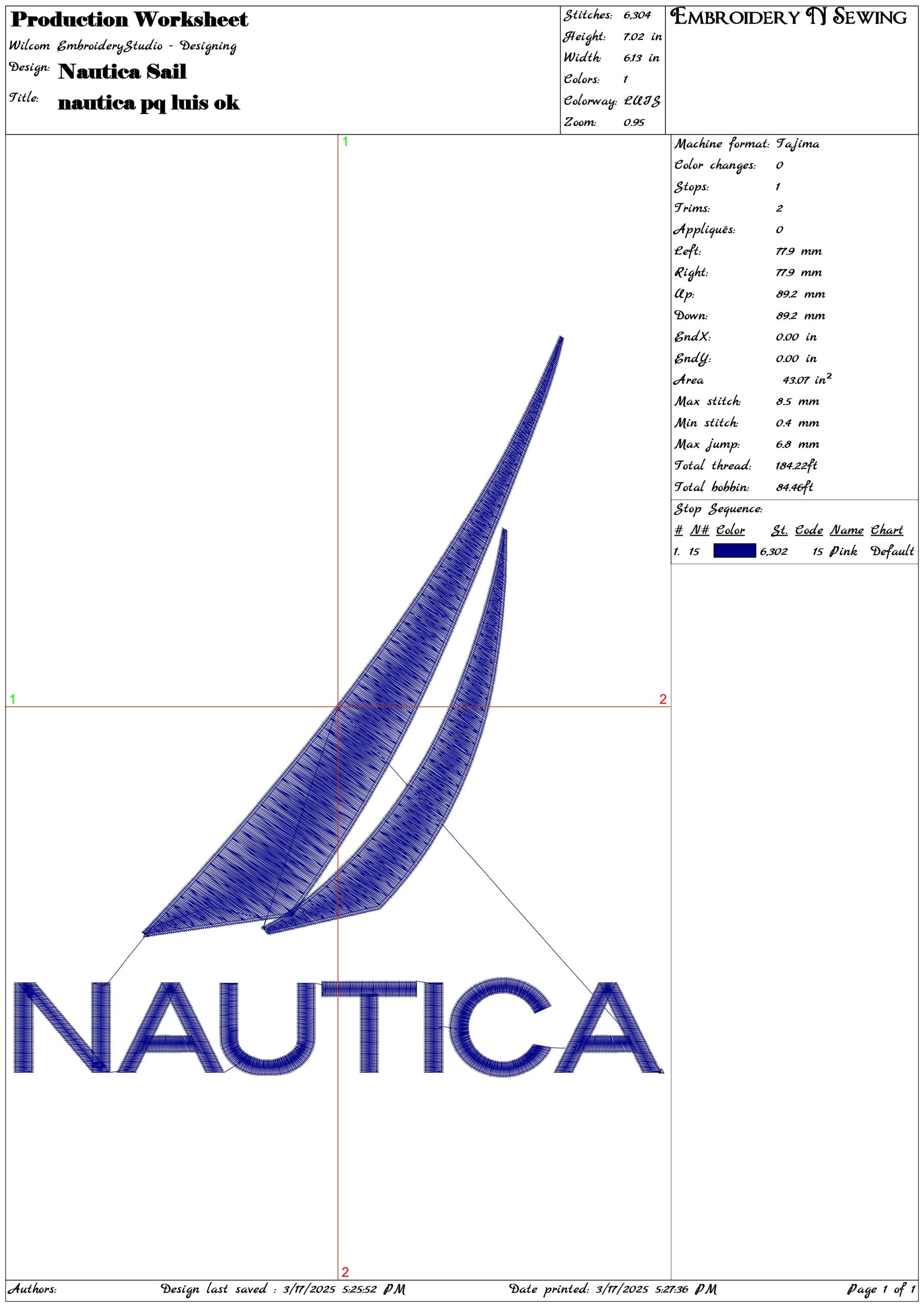 Nautica Sail- Elegant embroidery design file - instant download — view 3