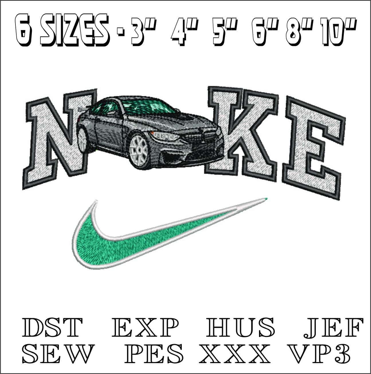 Nike BMW M3 Sports- Elegant embroidery design file - instant download — view 2