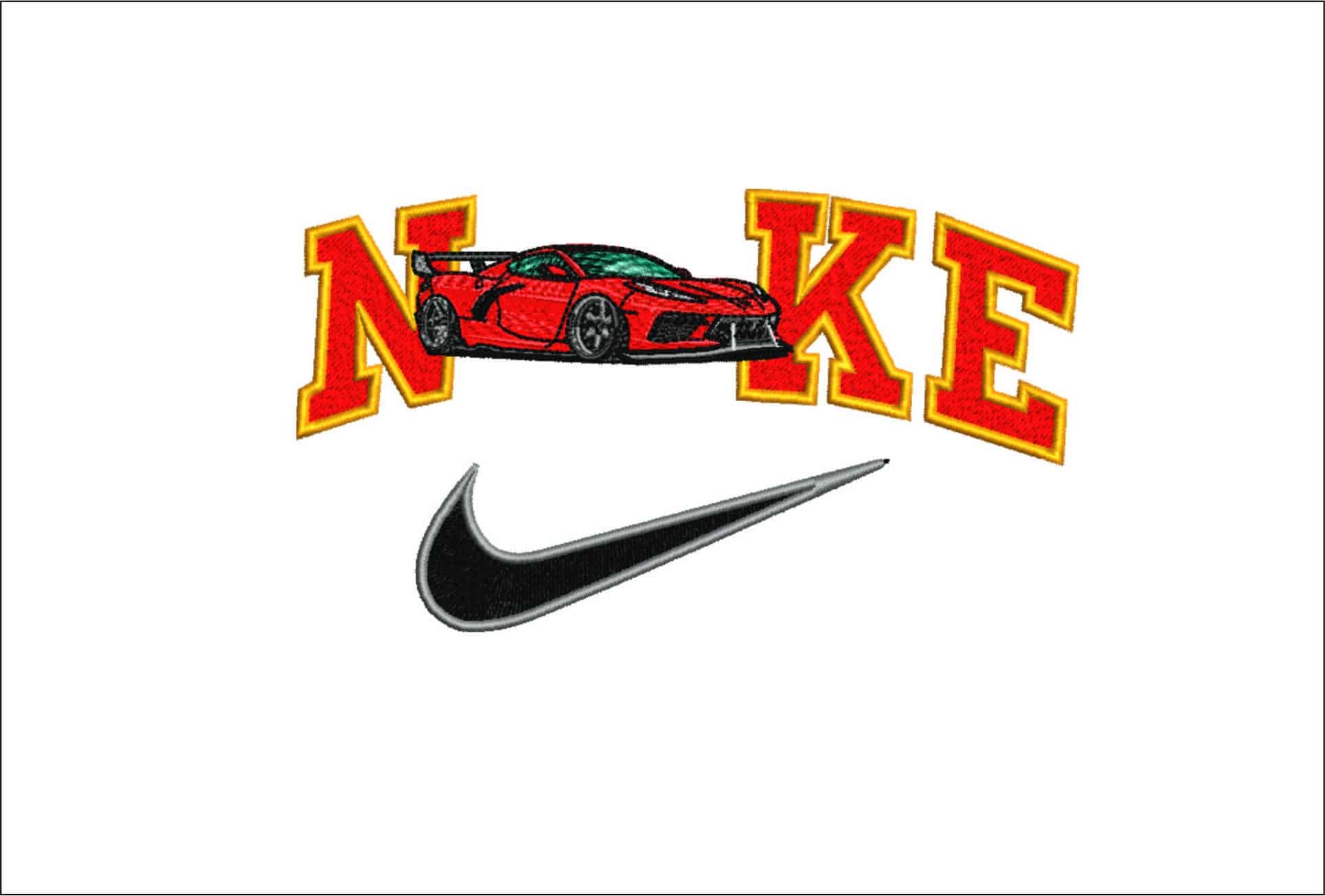 Nike Corvette 8 Racecar- Elegant embroidery design file - instant download