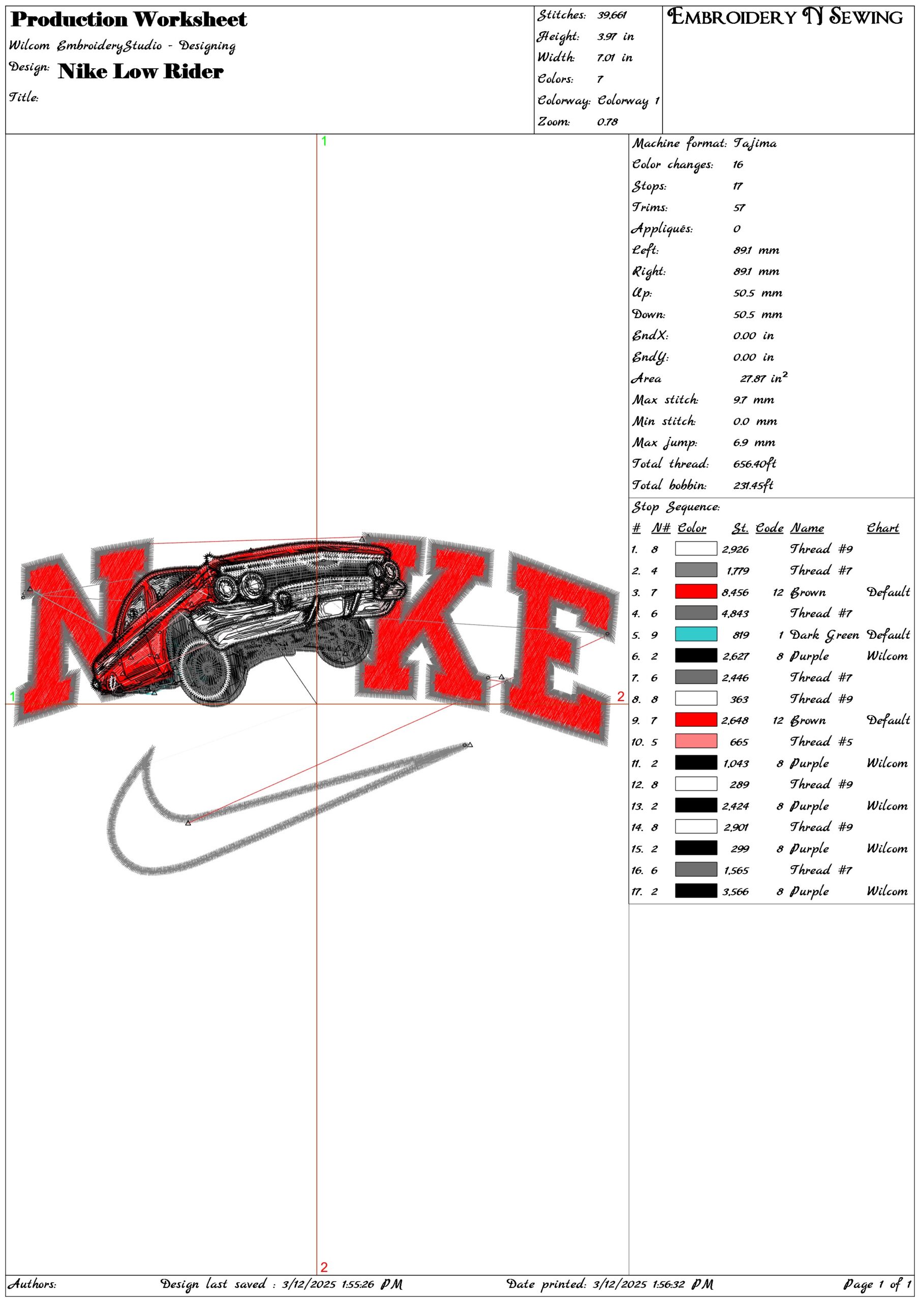 Nike Low Rider- Elegant embroidery design file - instant download — view 3