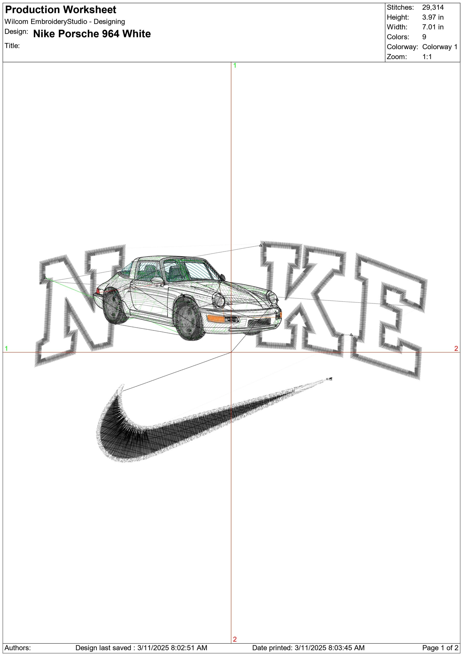 Nike Porsche 964 White- Elegant embroidery design file - instant download — view 3