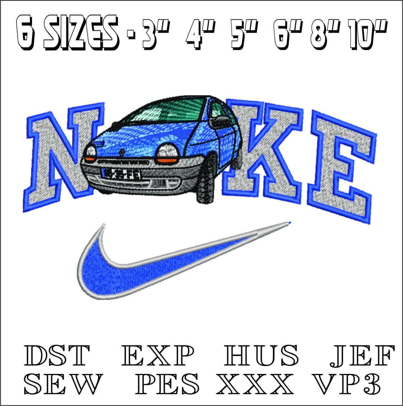 Nike Renault Twingo- Elegant embroidery design file - instant download — view 2