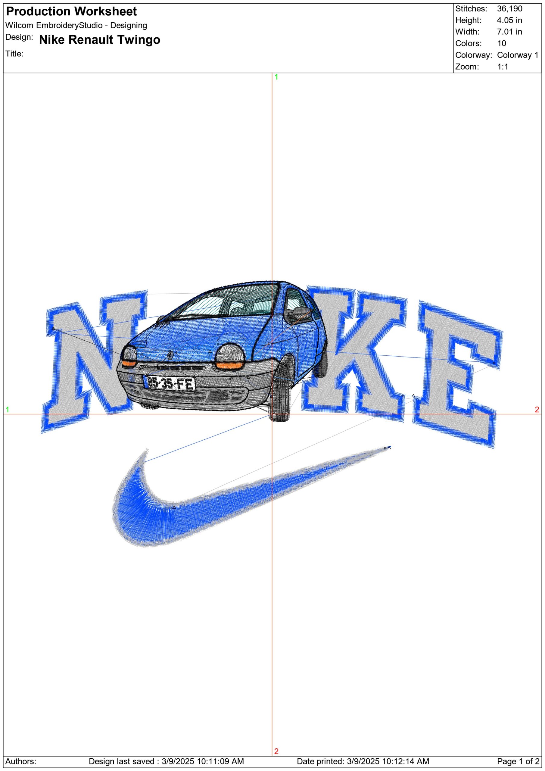Nike Renault Twingo- Elegant embroidery design file - instant download — view 3
