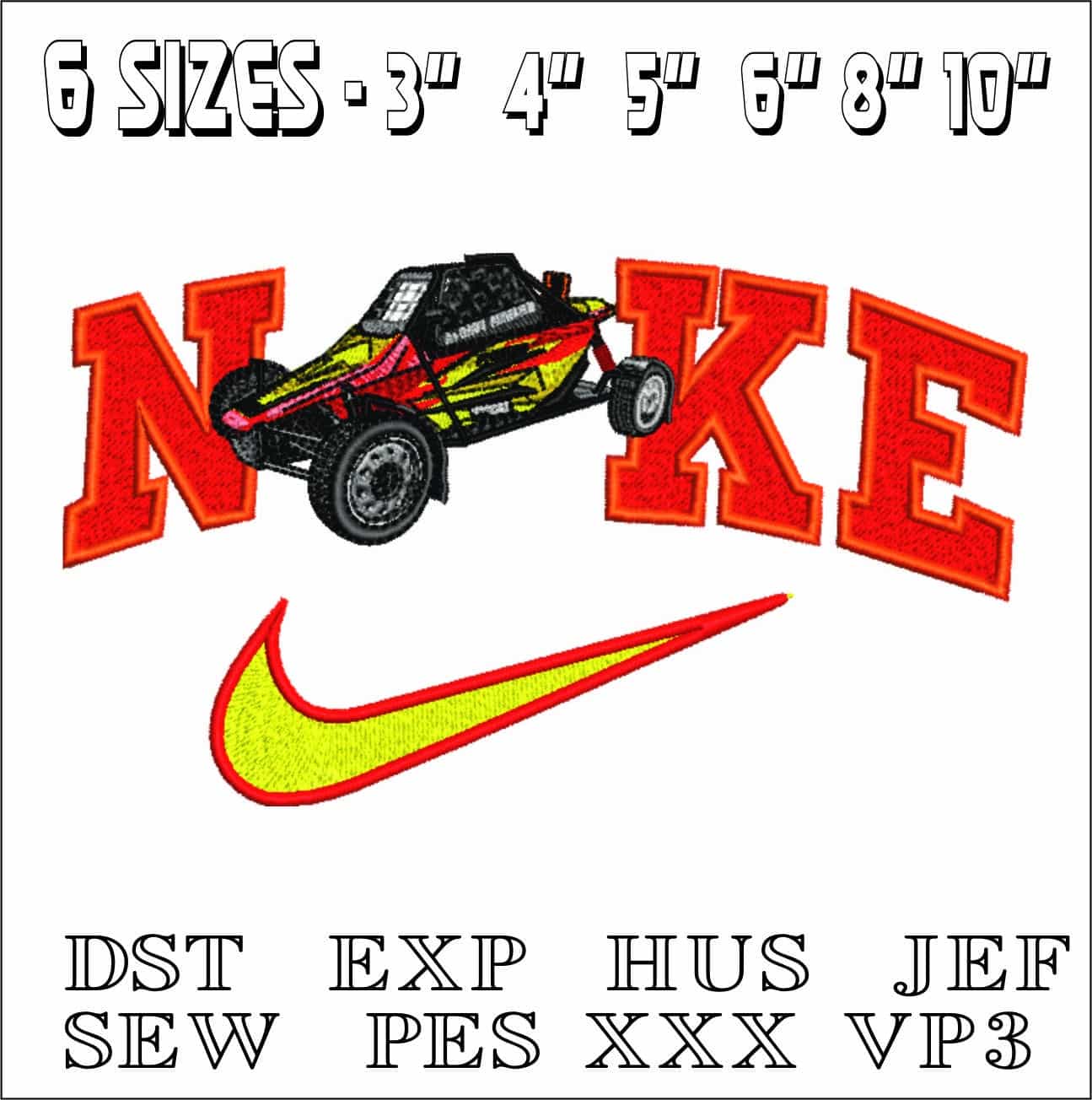 Nike Racing Dune Buggy- Elegant embroidery design file - instant download — view 2