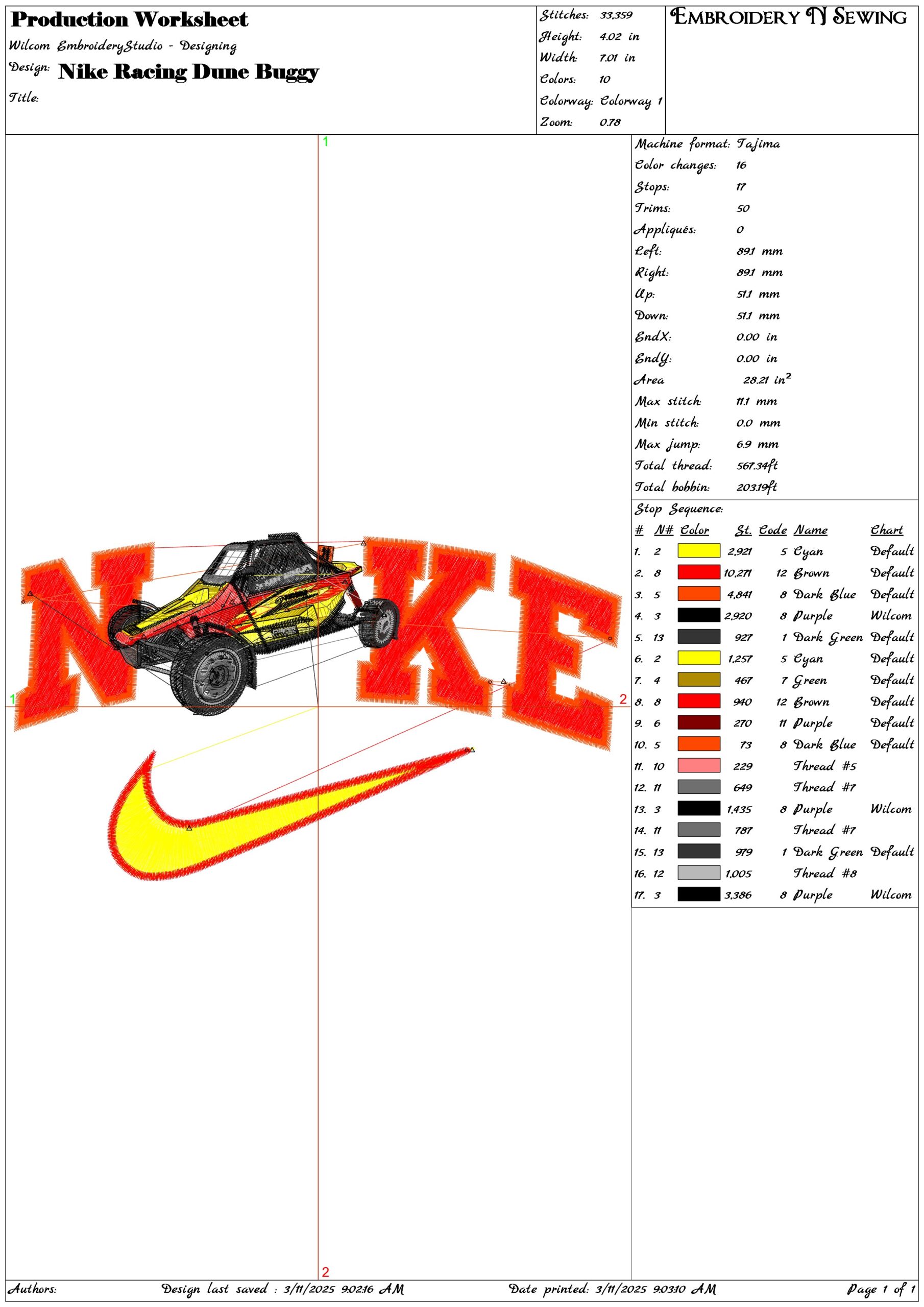 Nike Racing Dune Buggy- Elegant embroidery design file - instant download — view 3