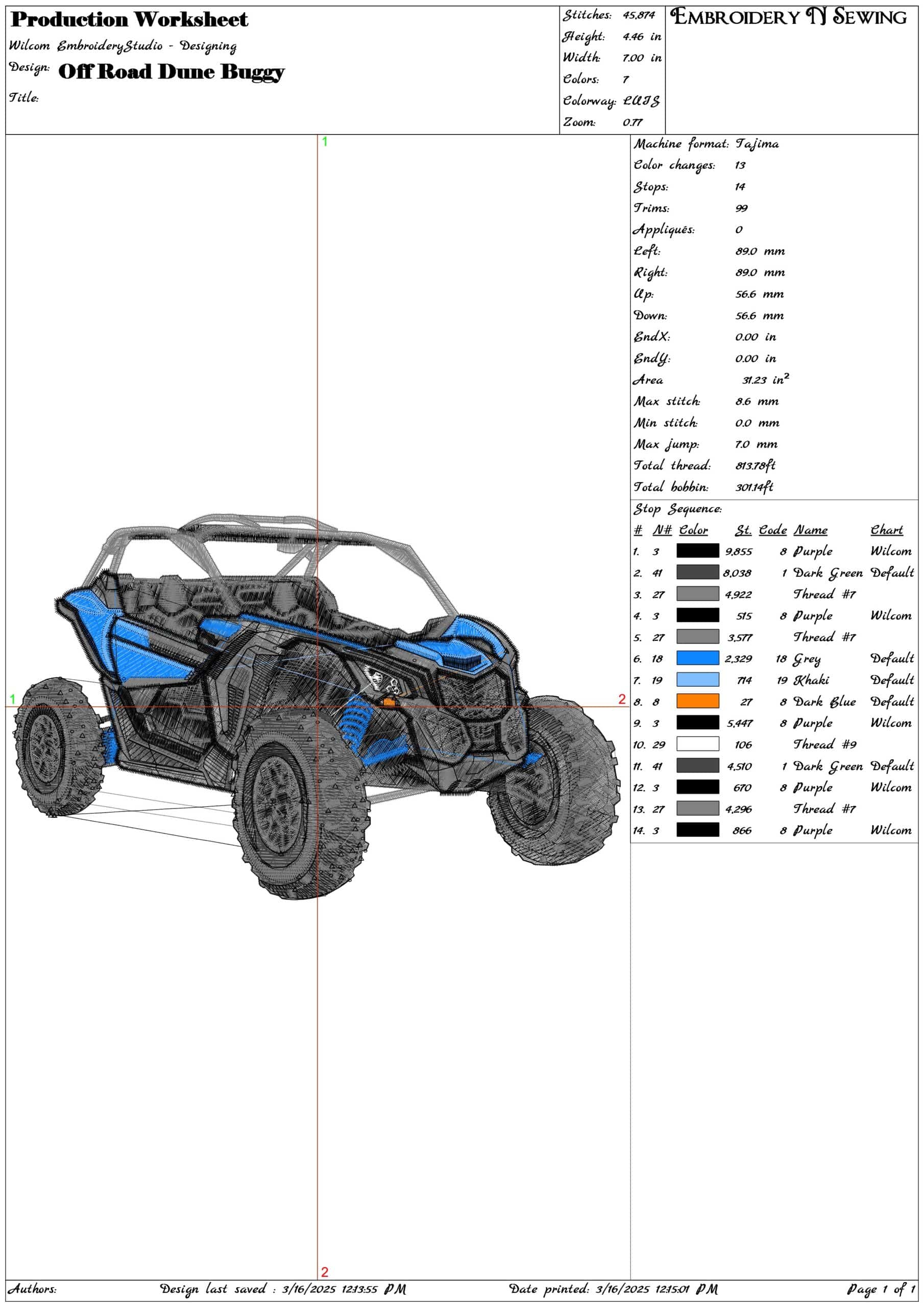 Off Road Dune Buggy- Elegant embroidery design file - instant download — view 3