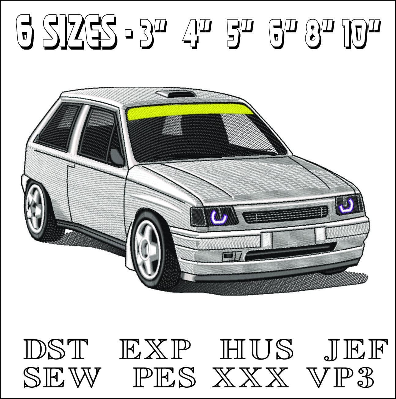 Opel Corsa Rally- Elegant embroidery design file - instant download — view 2