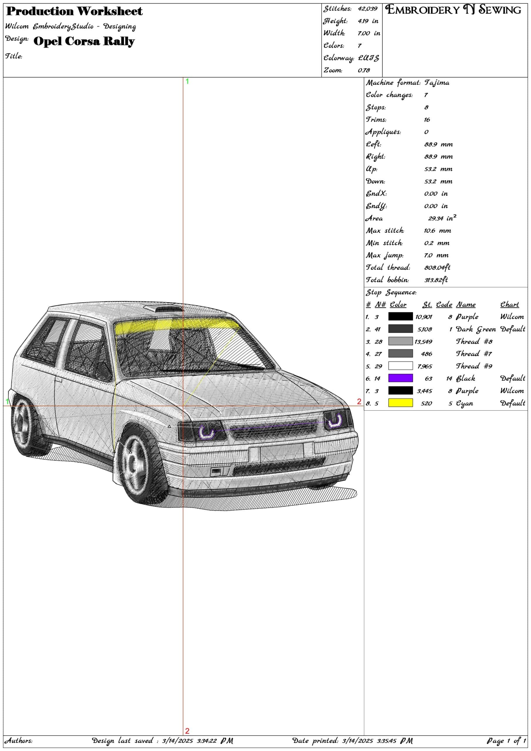 Opel Corsa Rally- Elegant embroidery design file - instant download — view 3