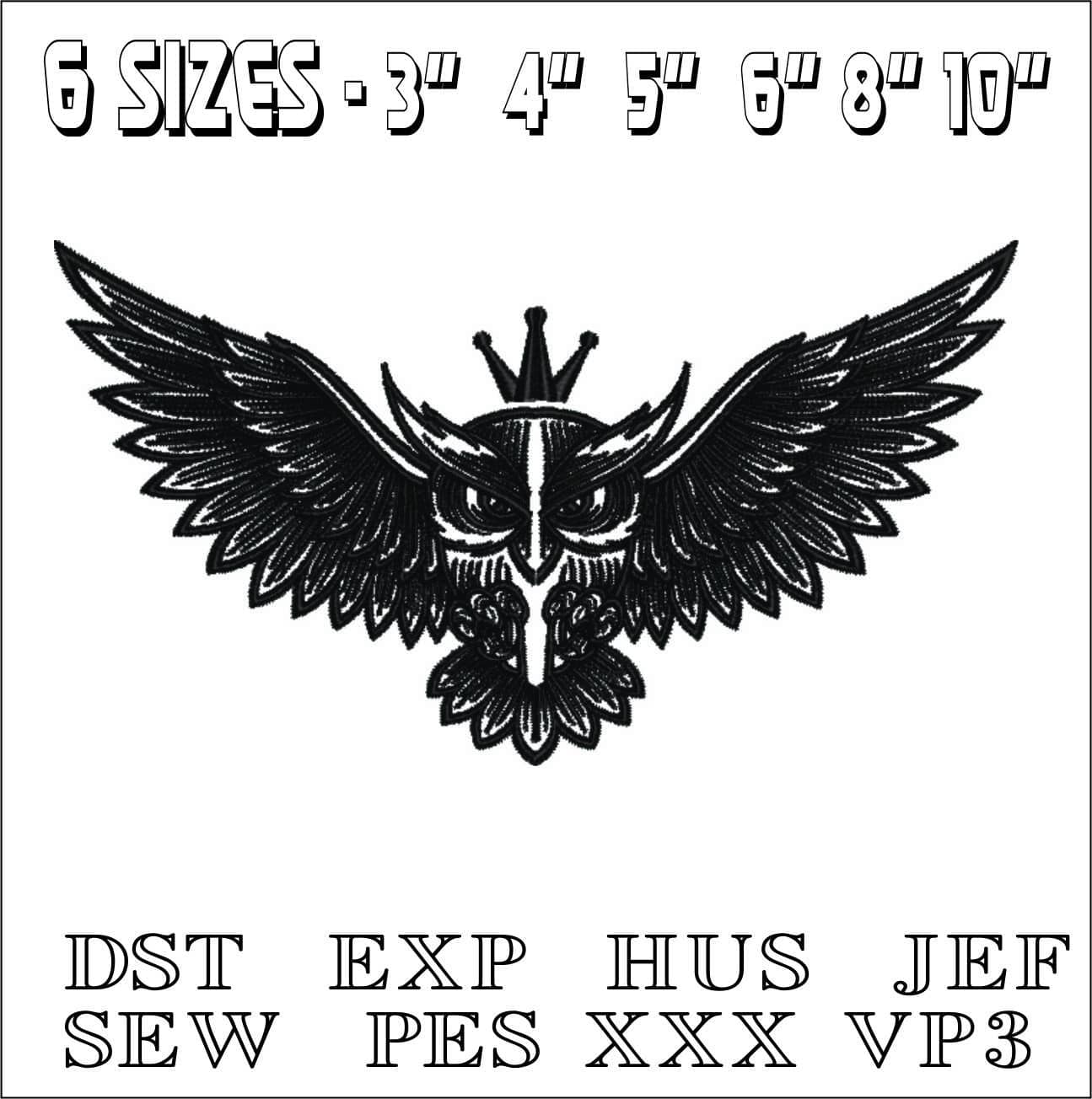 Owl Crown- Elegant embroidery design file - instant download — view 2